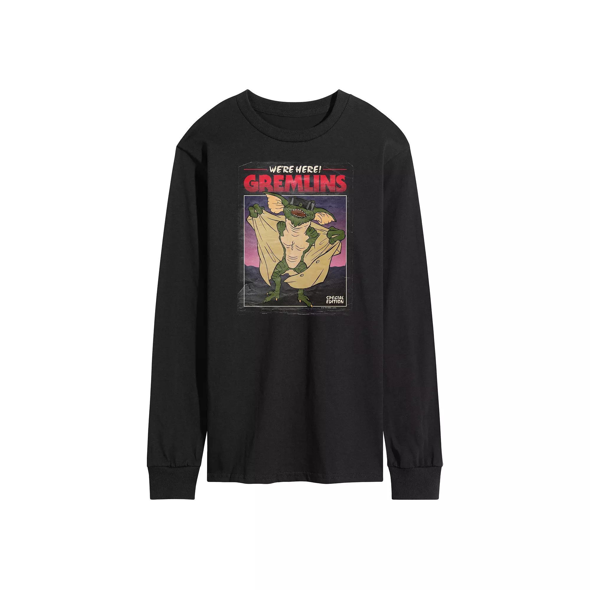 Men's Gremlins Movie Poster Long Sleeve Graphic Tee, Size: Medium, Black Product Image