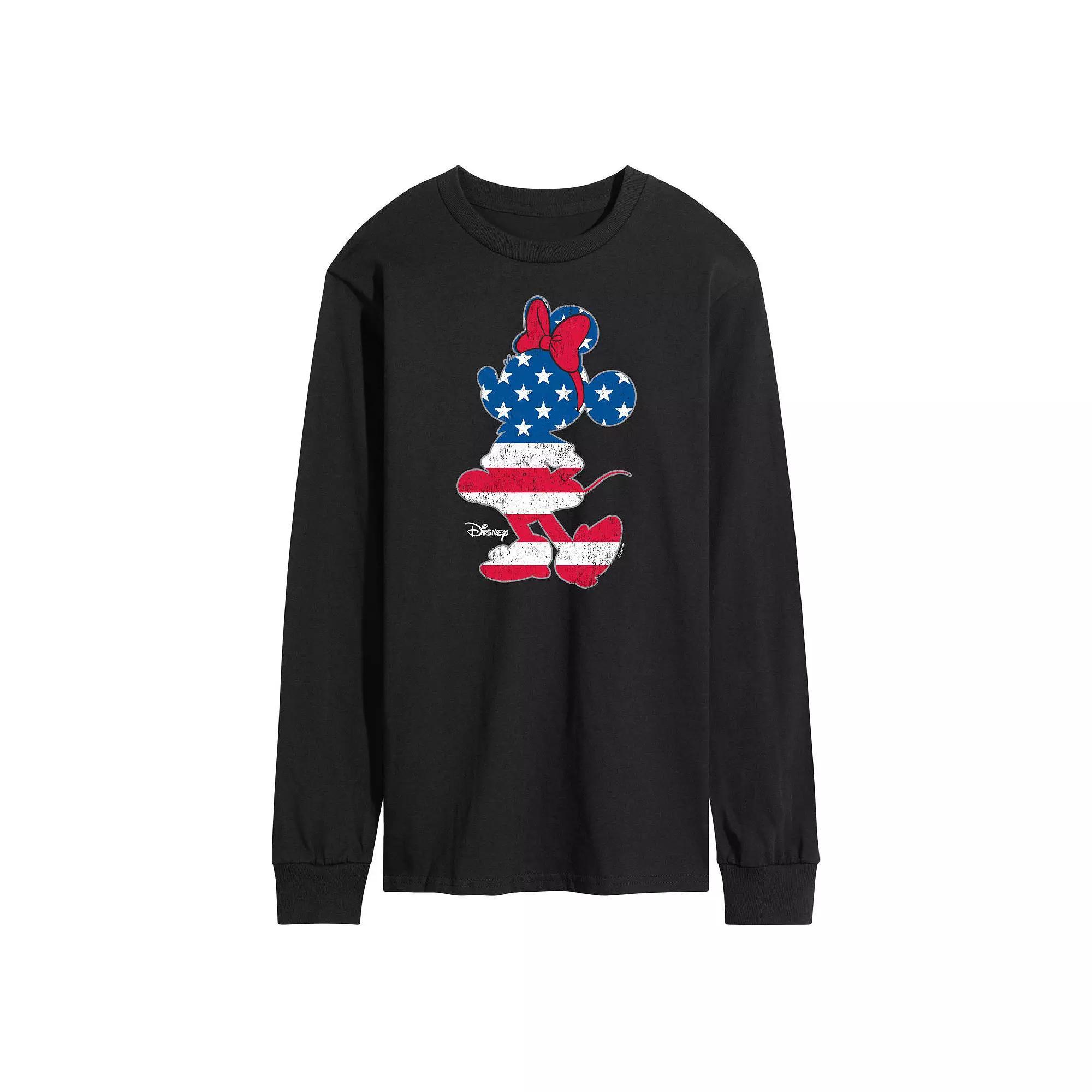 Disneys Minnie Mouse Mens Americana Long Sleeve Graphic Tee Product Image