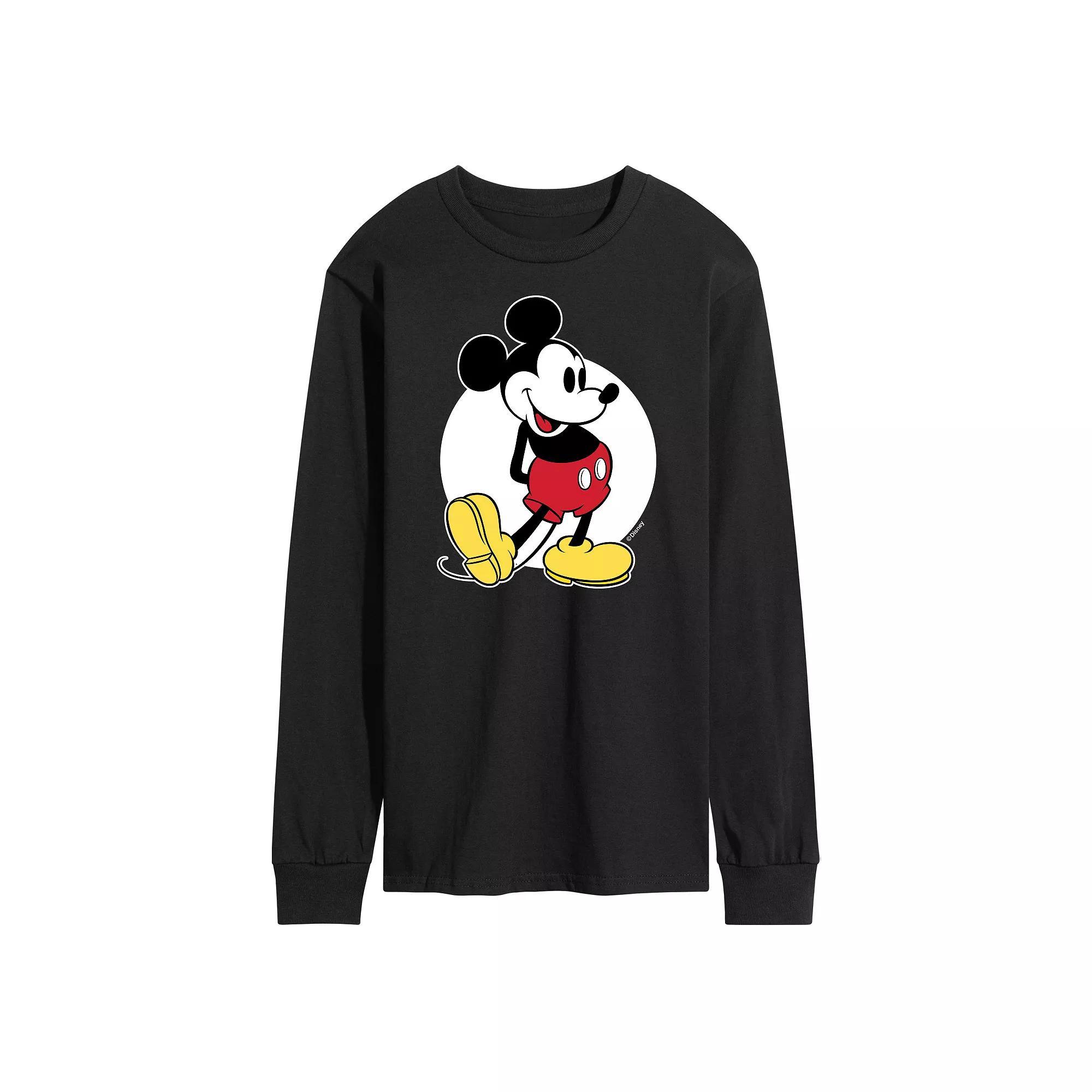 Disney's Mickey Mouse Men's Classic Long Sleeve Graphic Tee, Size: Large, Black Product Image