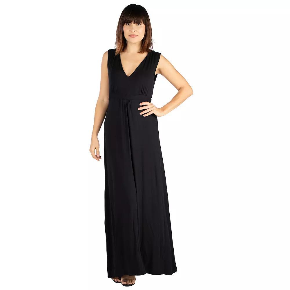 Women's 24seven Comfort Apparel V-Neck Sleeveless Maxi Dress, Size: Large, Royal Product Image