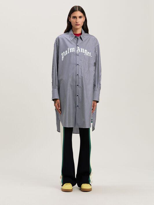CURVED LOGO STRIPE SHIRTDRESS NAVY BLUE Product Image