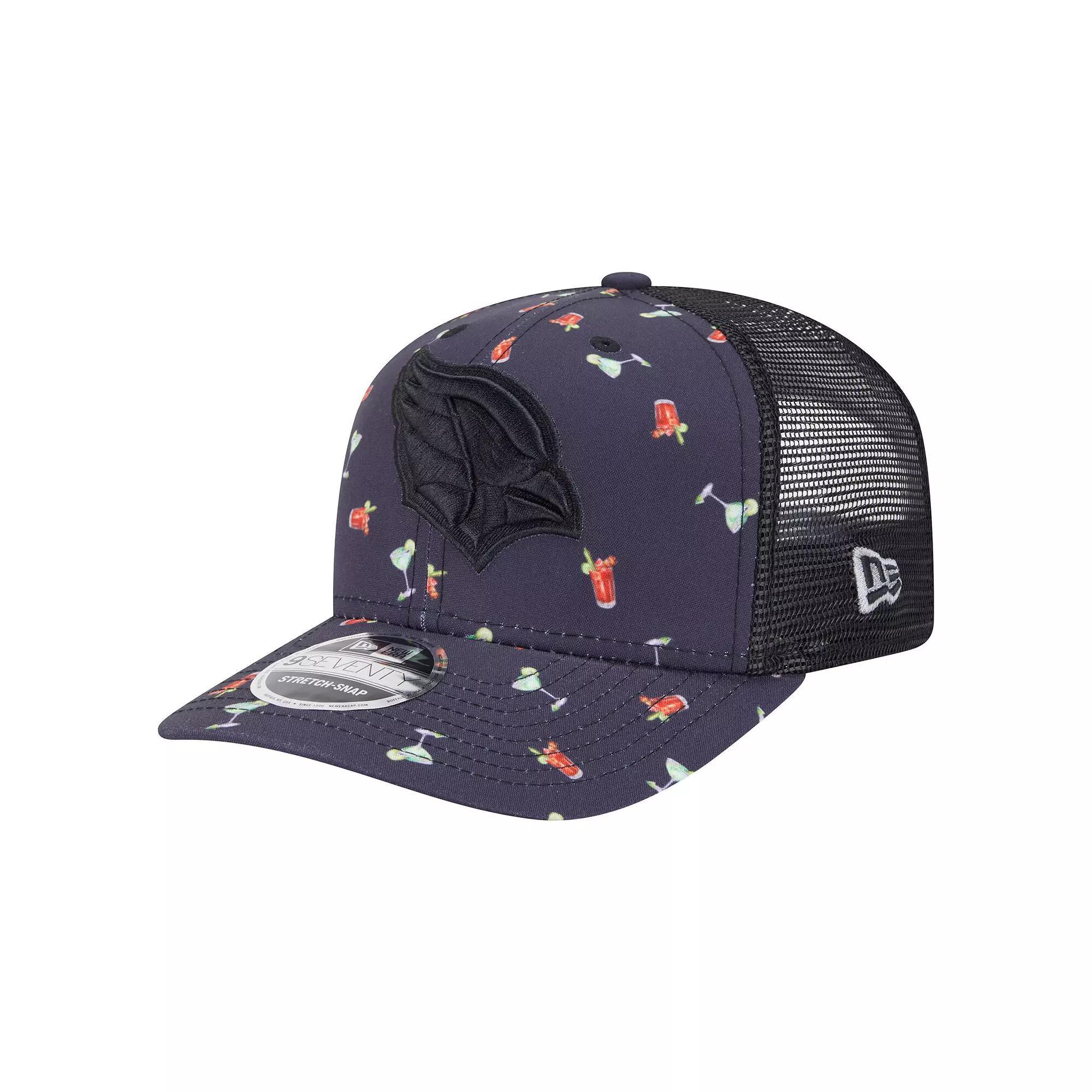 Men's New Era  Navy/Black Arizona Cardinals Adventure Drinks Pattern 9SEVENTY Stretch-Snap Hat, Blue Product Image