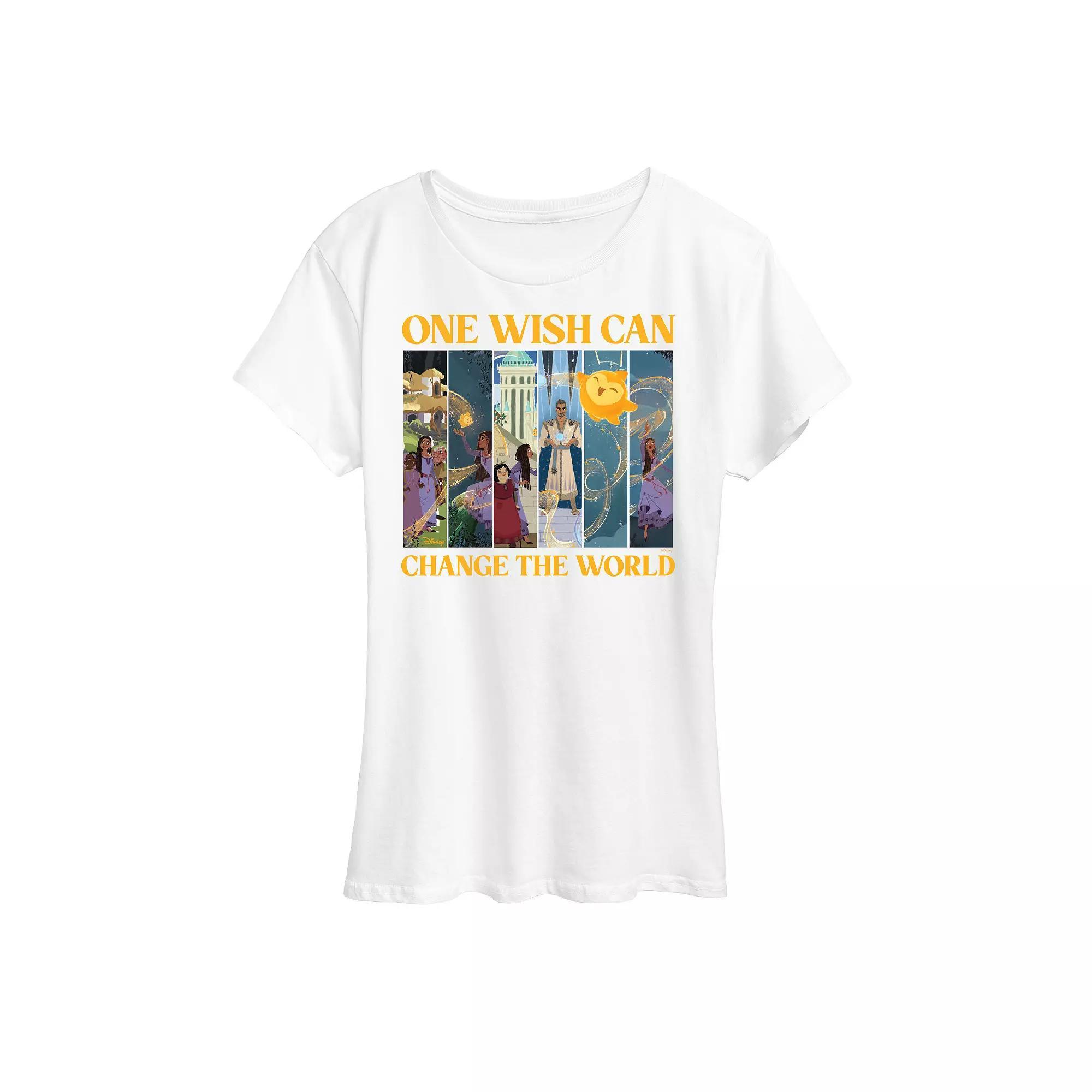 Disneys Wish Womens Change The World Graphic Tee, Girls Blue Product Image