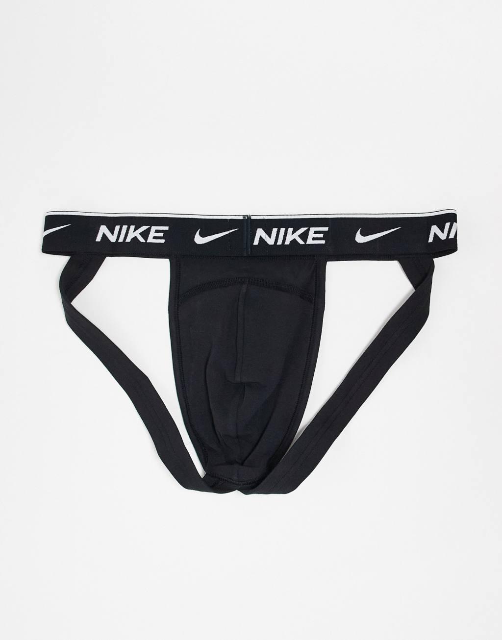Nike Dri-FIT Essential Micro 3 pack jock straps in black Product Image