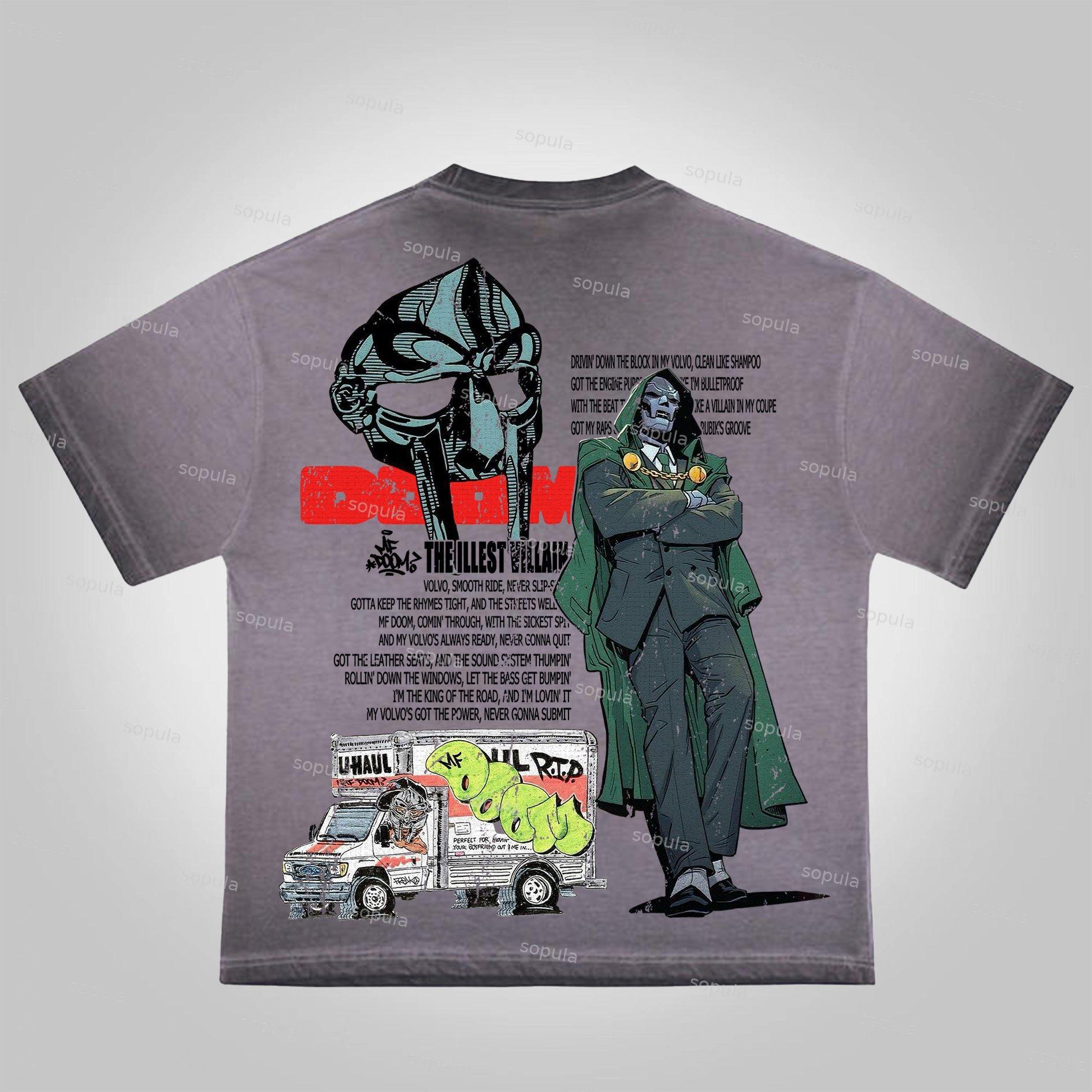 Sopula Vintage The Illest Villain Mf Doom Graphic Print Washed Cotton T-Shirt Product Image
