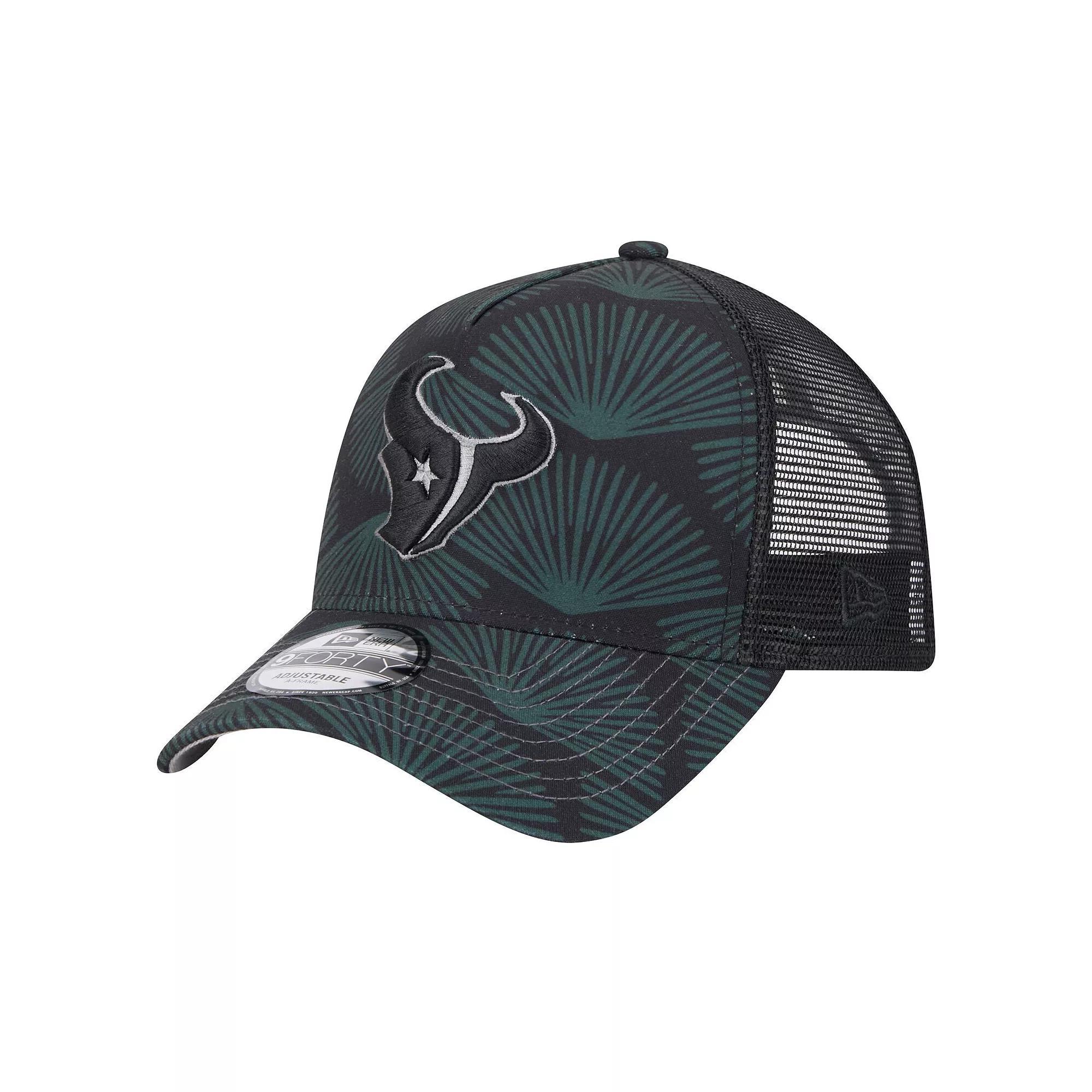 Men's New Era Black Houston Texans Agave Trucker 9FORTY Adjustable Hat Product Image