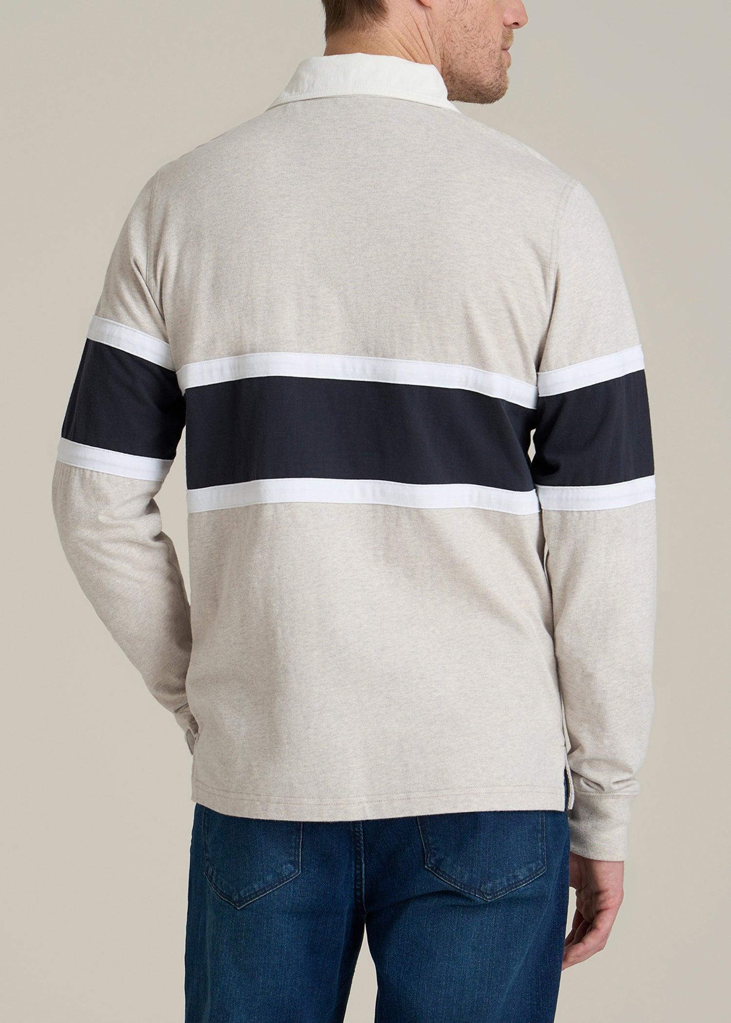 Rugby Long Sleeve Shirt for Tall Men in Oatmeal Heather Multi Male Product Image
