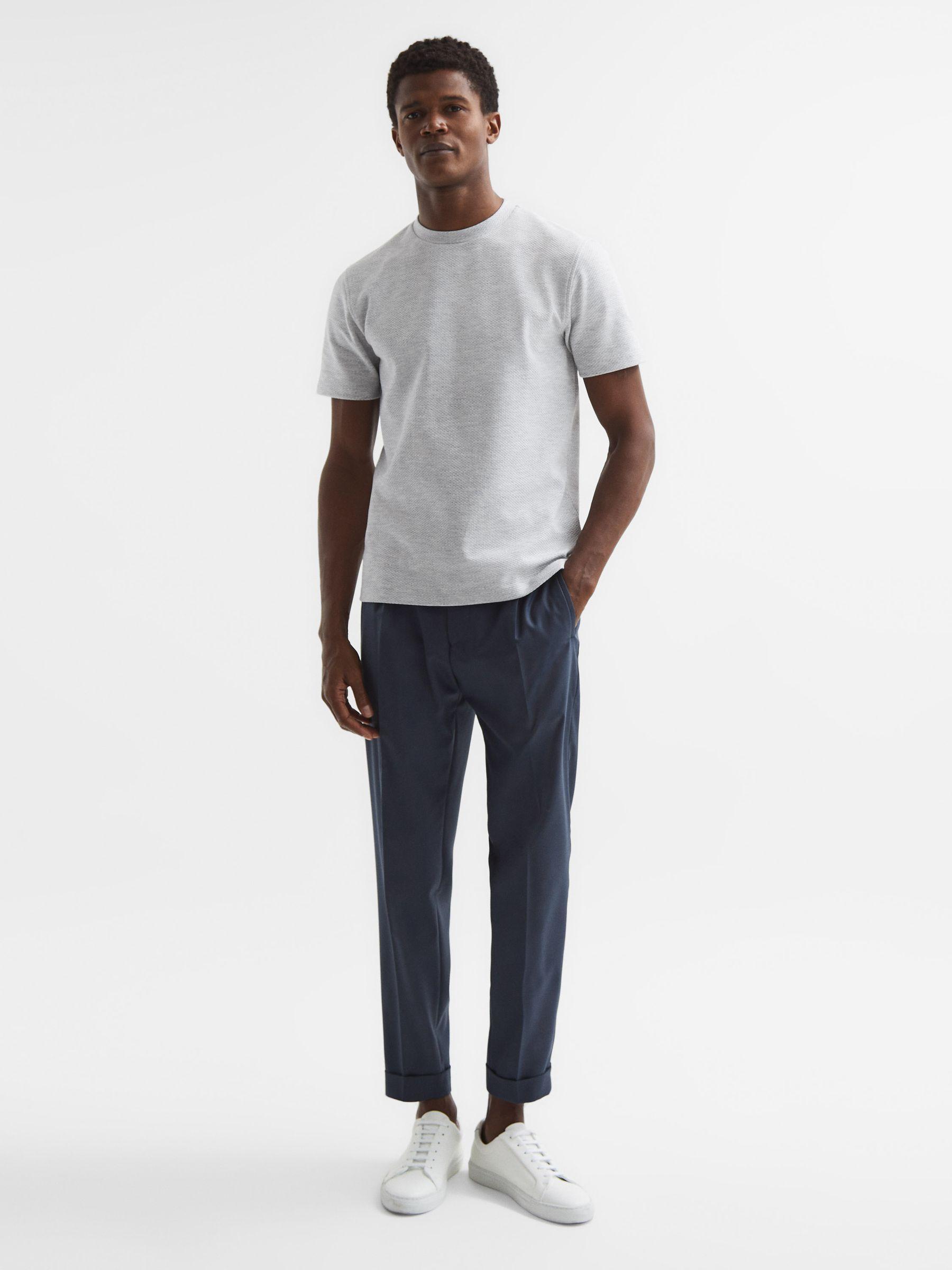 Slim Fit Honeycomb T-Shirt in Grey Melange Product Image