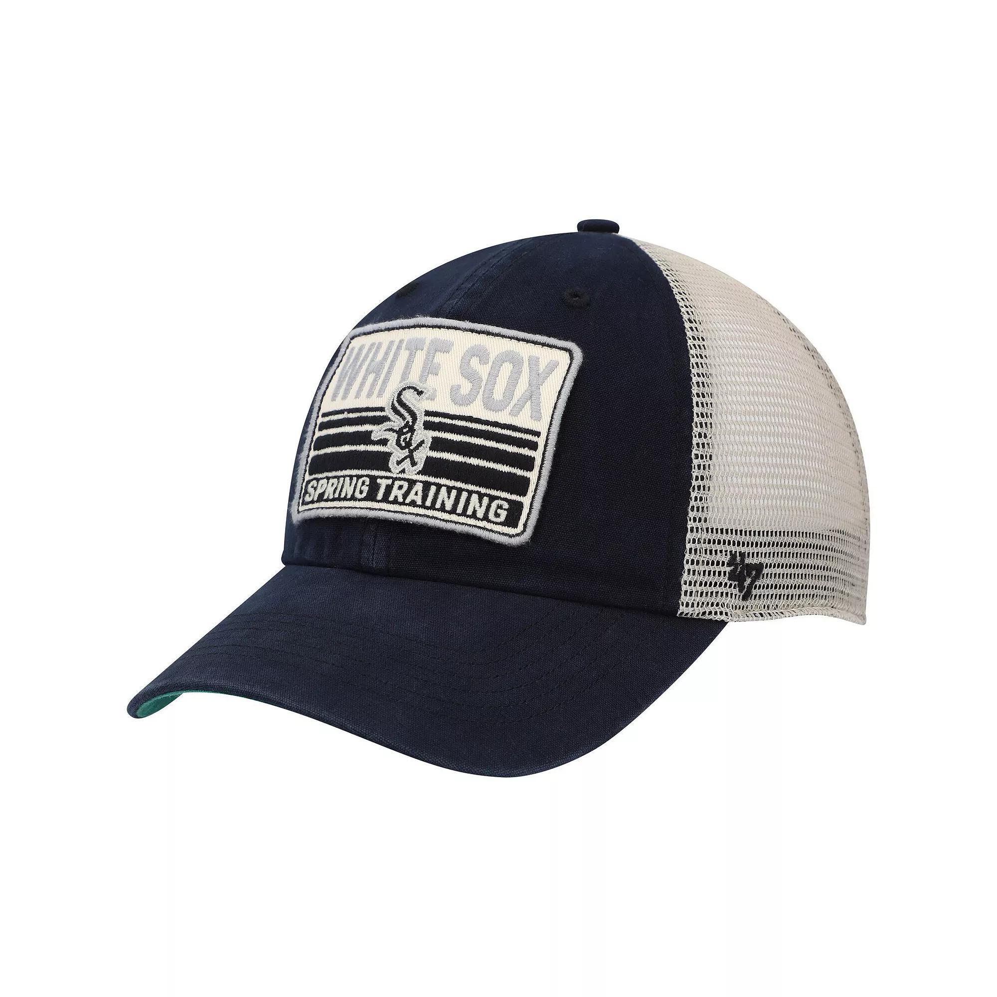 Men's '47 Black/Tan Chicago White Sox Four Stroke Clean Up Trucker Snapback Hat Product Image