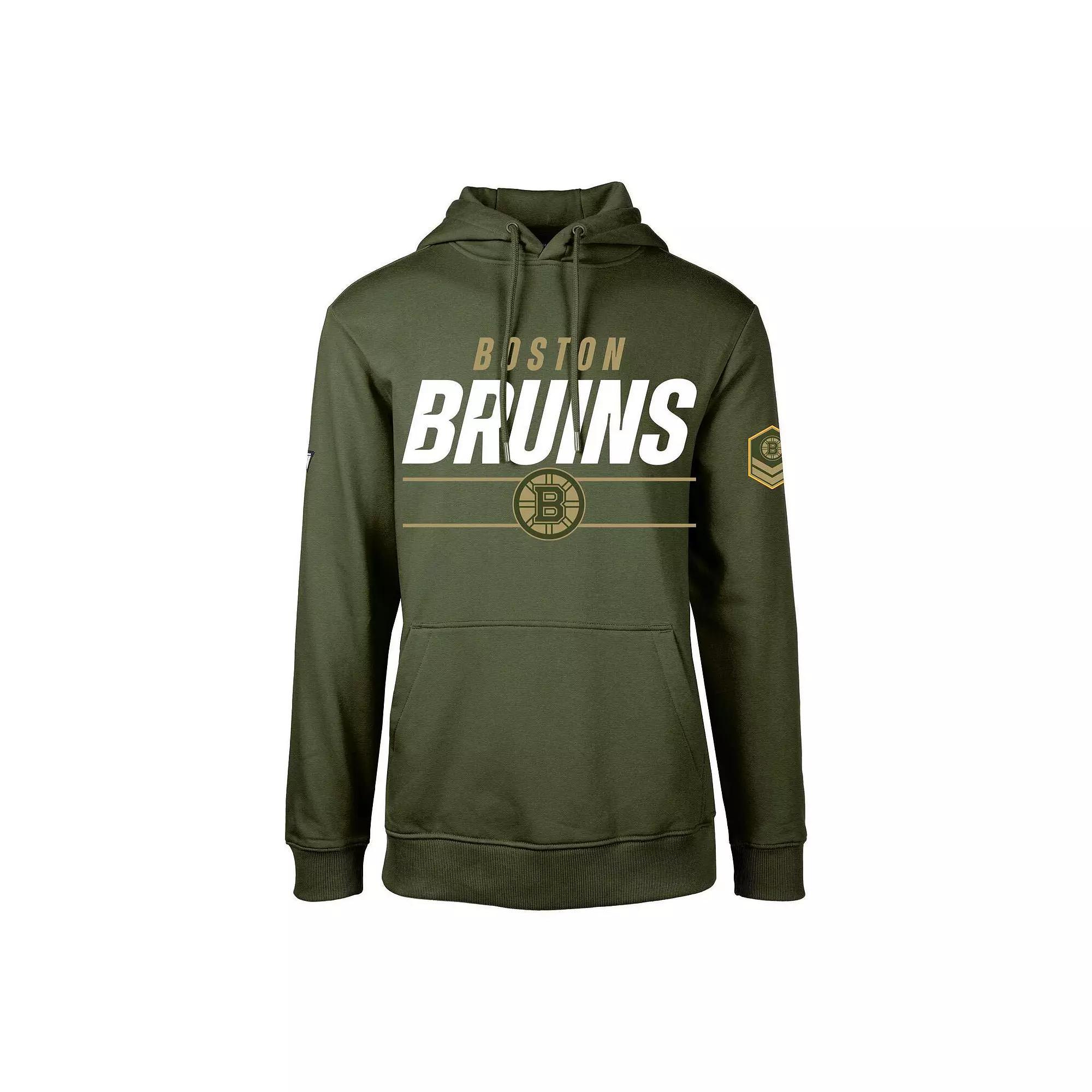 Men's Levelwear Olive Boston Bruins Podium Fleece Pullover Hoodie, Size: 2XL, Team Product Image