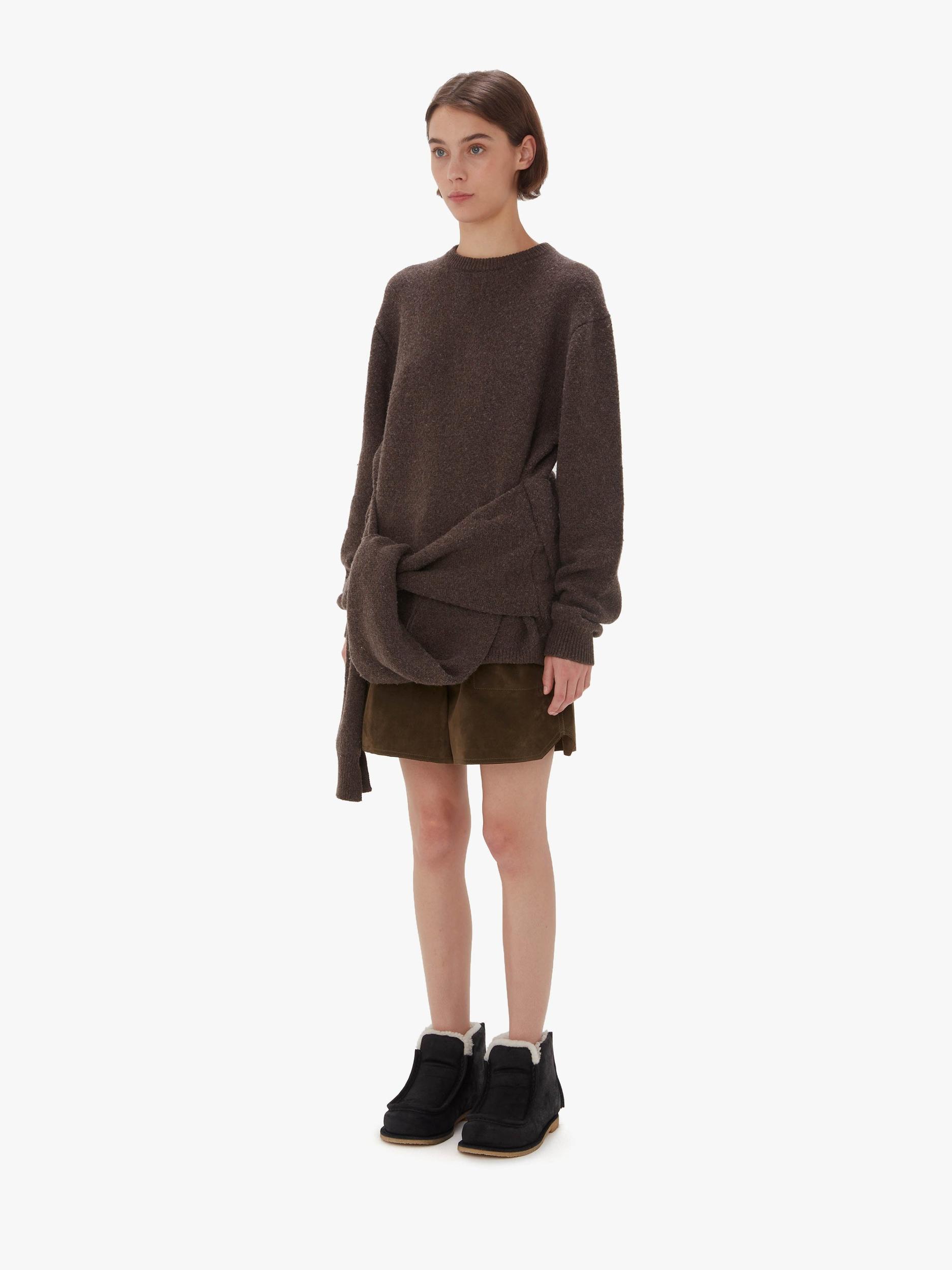 DRAPED TIE-FRONT SWEATER Product Image