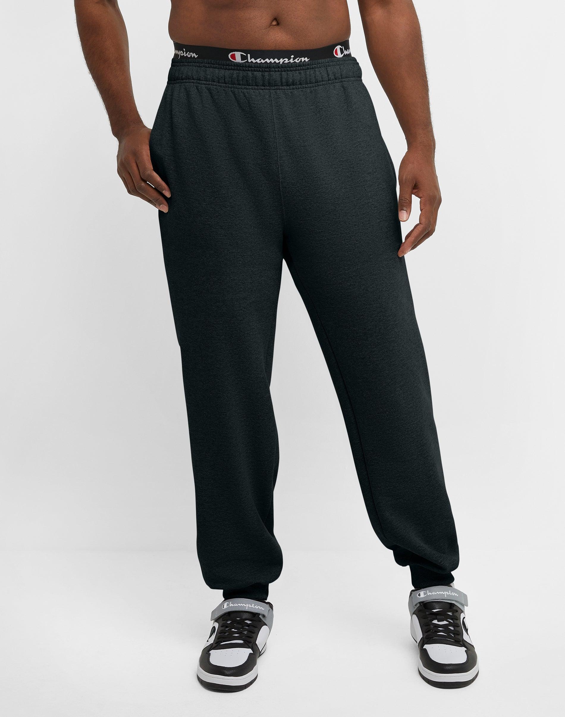 Mens Champion Powerblend Joggers, C Logo (Big & Tall) Oxford Grey 3XB Product Image
