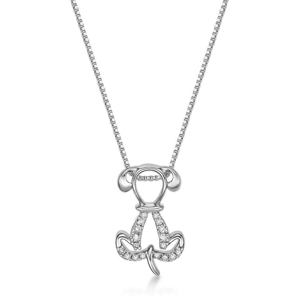 Gemminded Sterling Silver 1/10 Carat T.W. Diamond Dog Pendant Necklace, Women's, Size: 18" Product Image