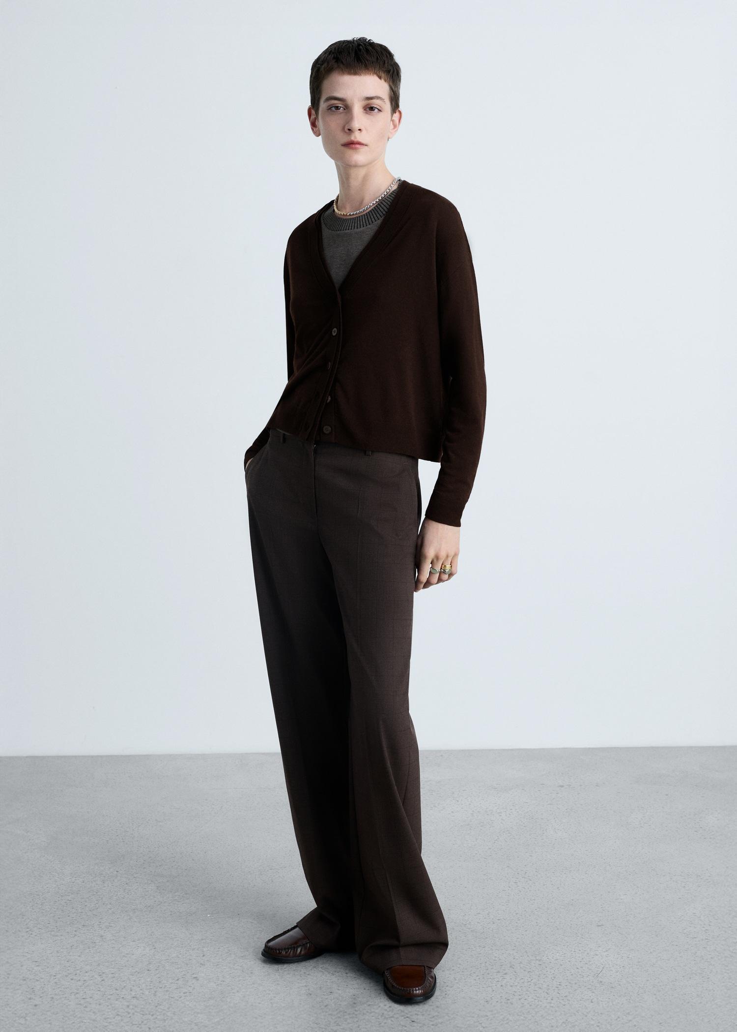 V-neck knitted cardigan - Women | MANGO USA Product Image