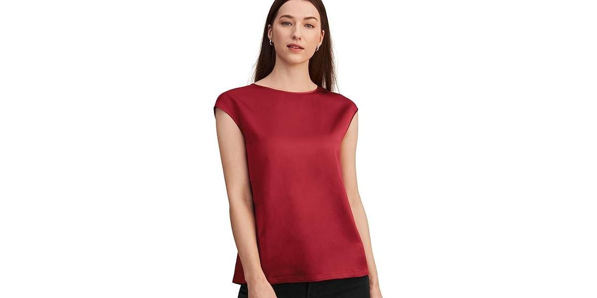 Lilysilk Womens Basic Cap Sleeves Silk Tee For Women Product Image