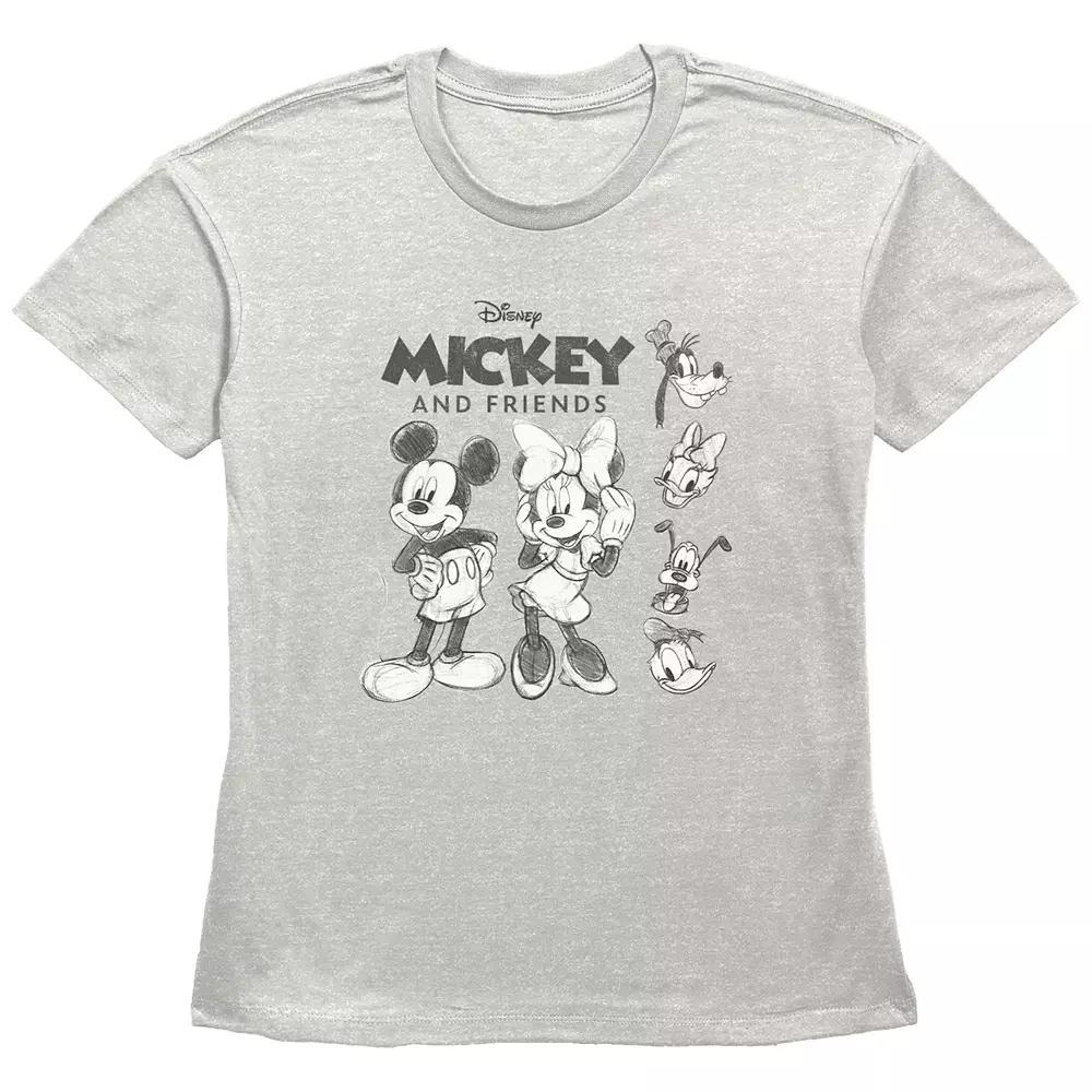 Disneys Mickey Mouse And Friends Sketches Womens Graphic Tee Product Image