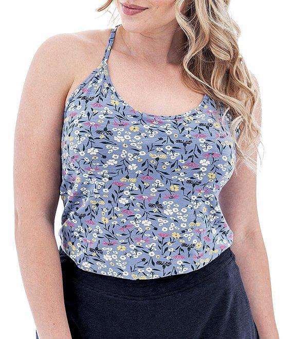Aventura Linden Floral Slub Knit Jersey Scoop Neck Strappy Y-Back Tank Top Product Image