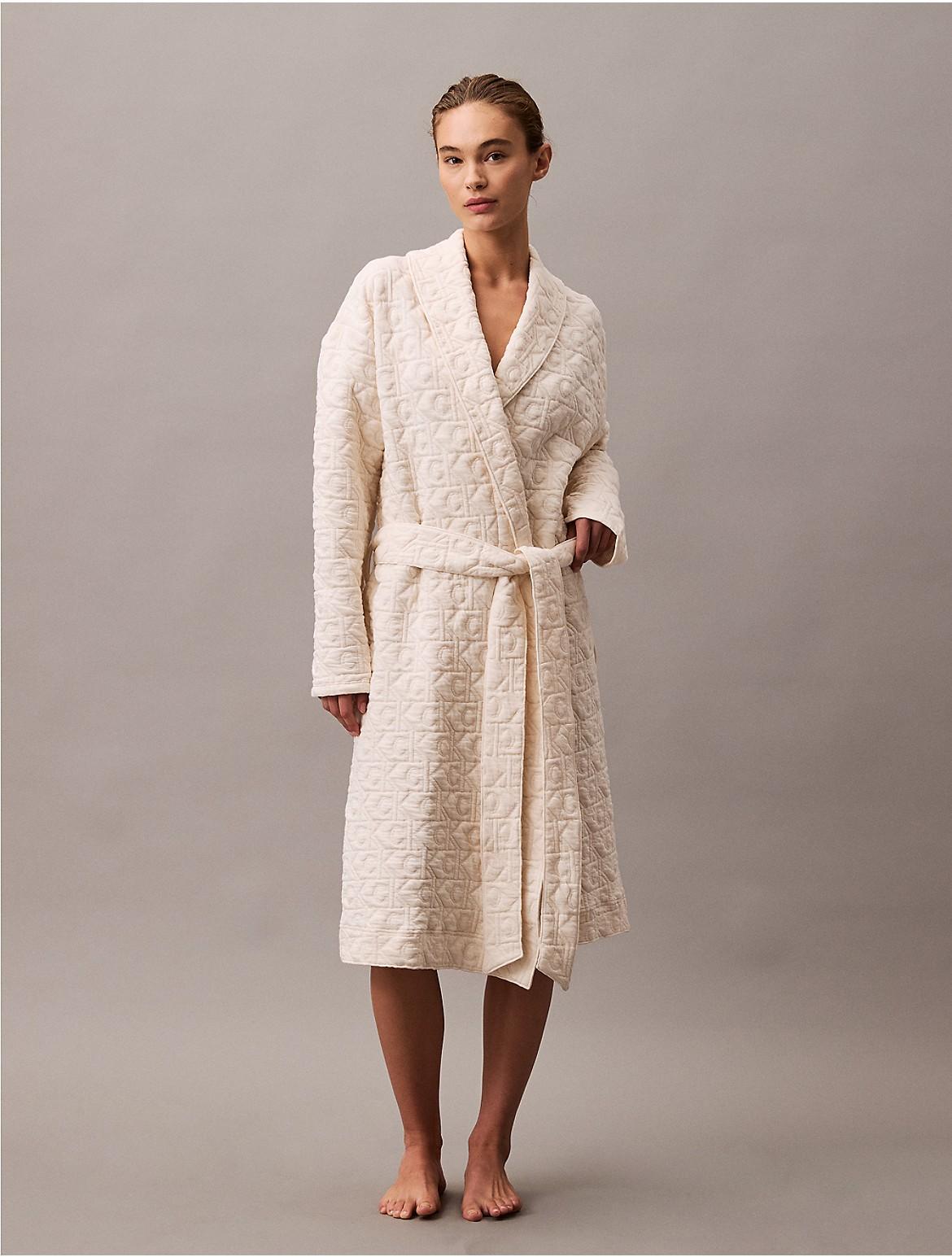 Calvin Klein Women's Terry Lounge Quilted Jacquard Robe - Black - XS-S Product Image