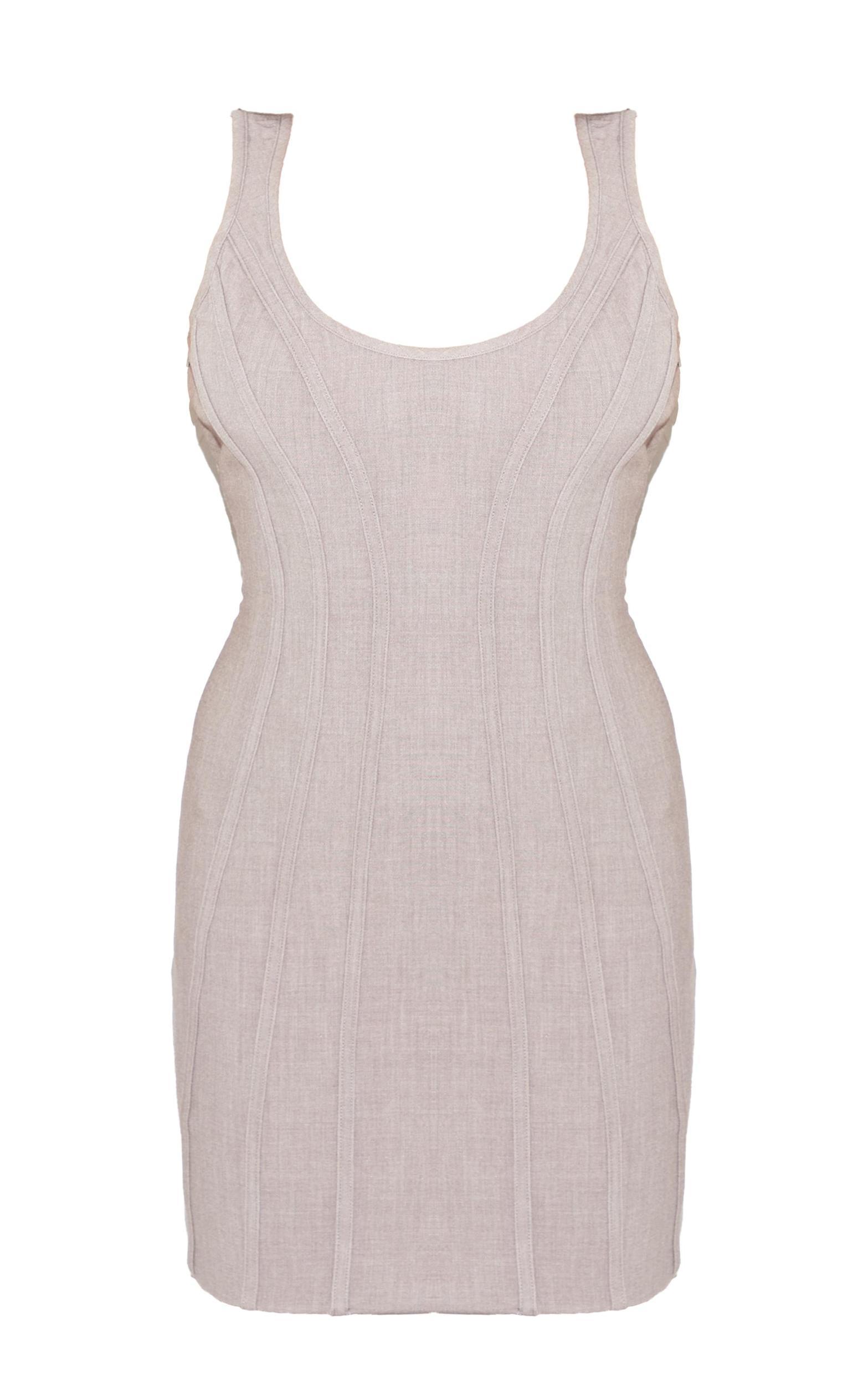 Grey Woven Corset Detail Mini Dress Product Image