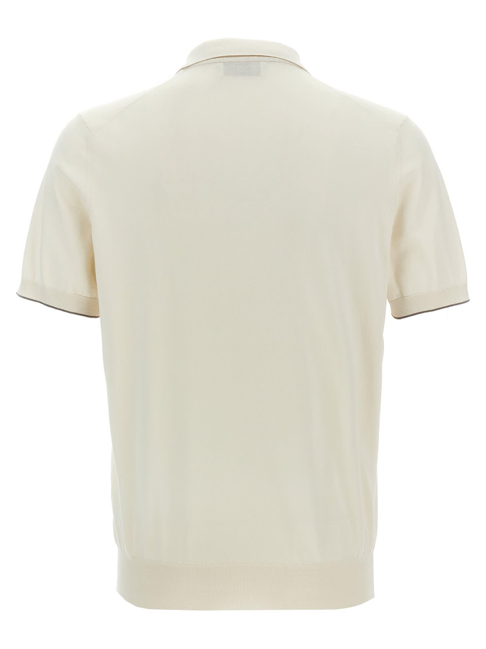 BRUNELLO CUCINELLI Knitted Polo Shirt In White Product Image