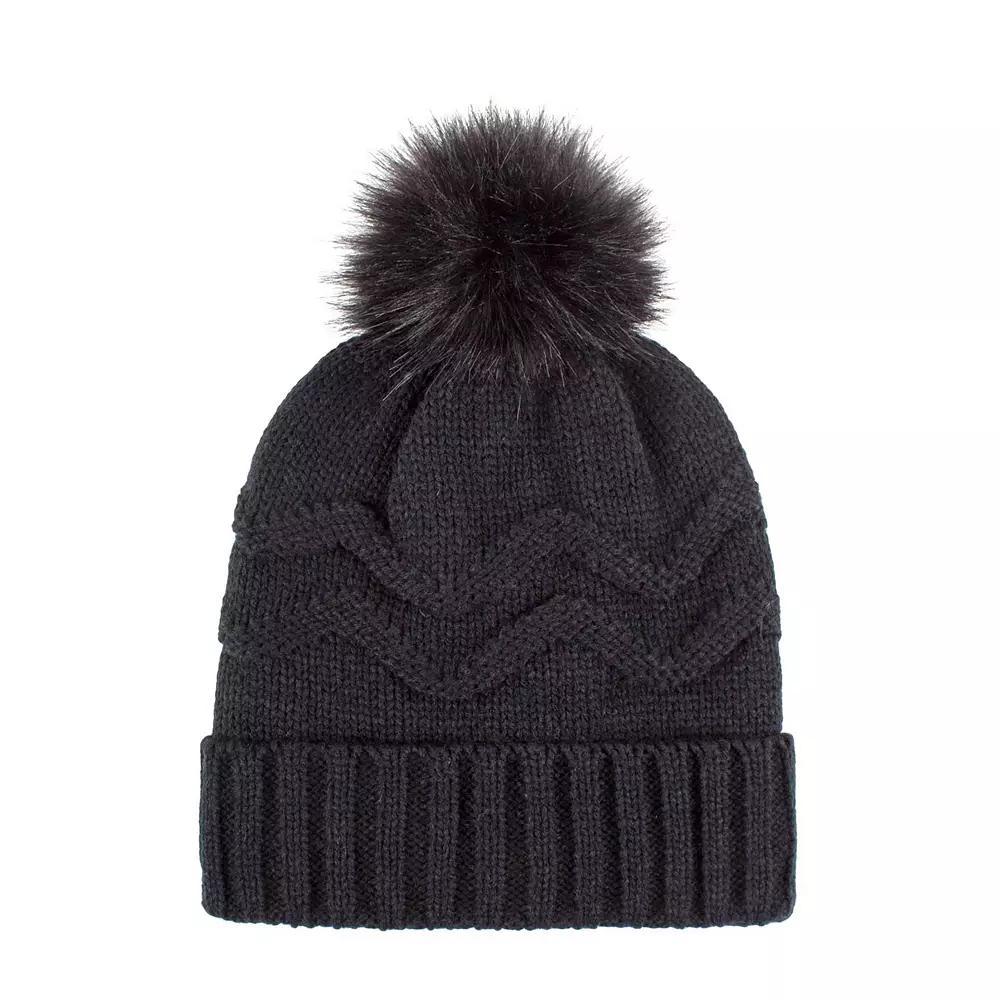 Women's Heat Holders Heatweaver Textured Pom Pom Hat, Cloud Gray Product Image