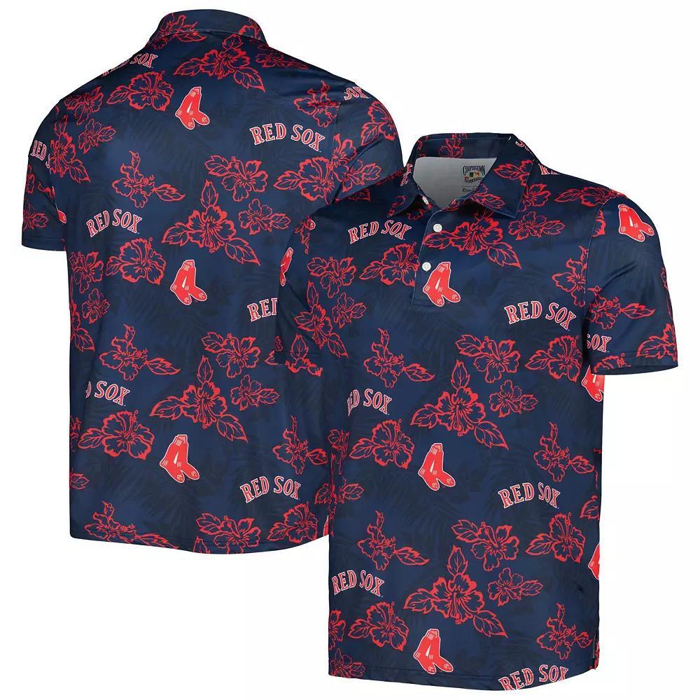Men's Reyn Spooner Navy Boston Red Sox Cooperstown Collection Puamana Print Polo, Size: 3XL, Blue Product Image
