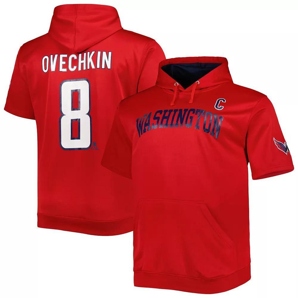 Men's Fanatics Branded Alexander Ovechkin Red Washington Capitals Big & Tall Captain Patch Name & Number Pullover Hoodie, Size: 4XLT Product Image