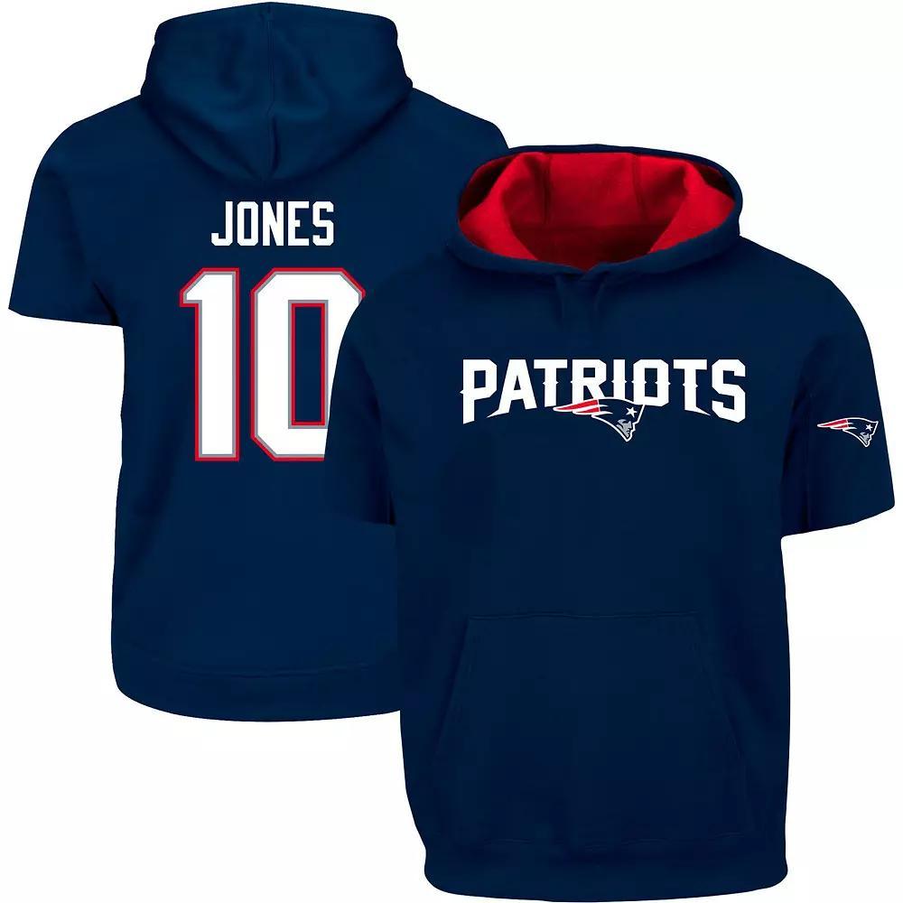 Mens Mac Jones New England Patriots Big & Tall Short Sleeve Pullover Hoodie Blue Product Image