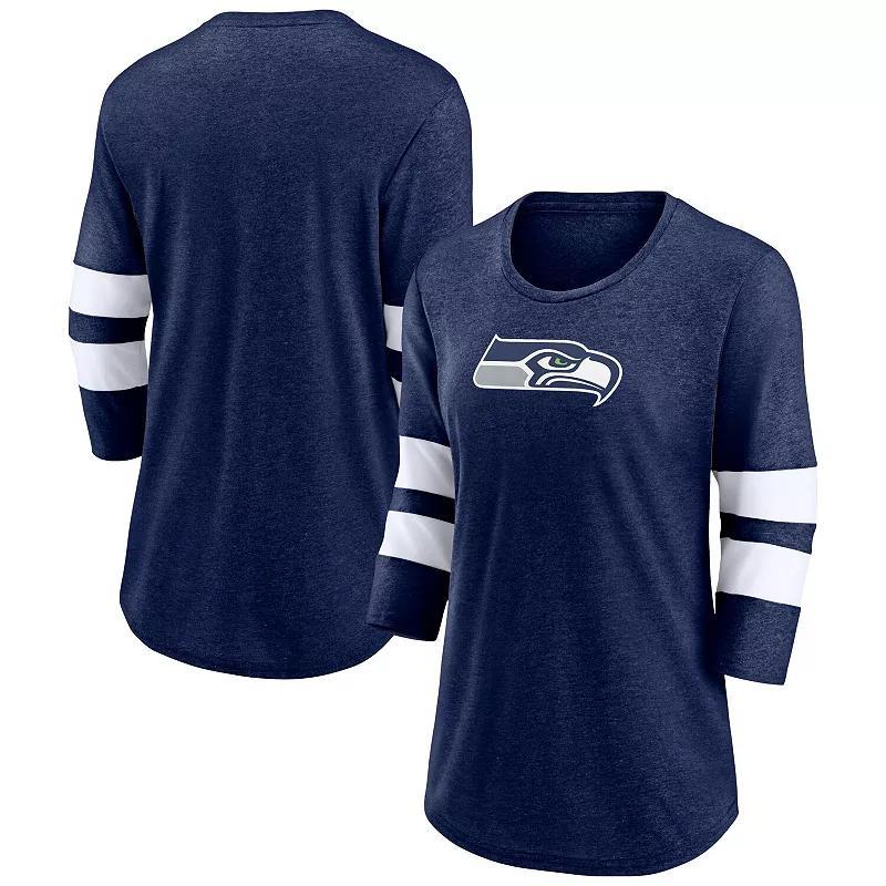 Women's Fanatics Branded Heathered Charcoal Las Vegas Raiders Primary Logo 3/4 Sleeve Scoop Neck T-Shirt, Size: Small, Lvr Charco Product Image