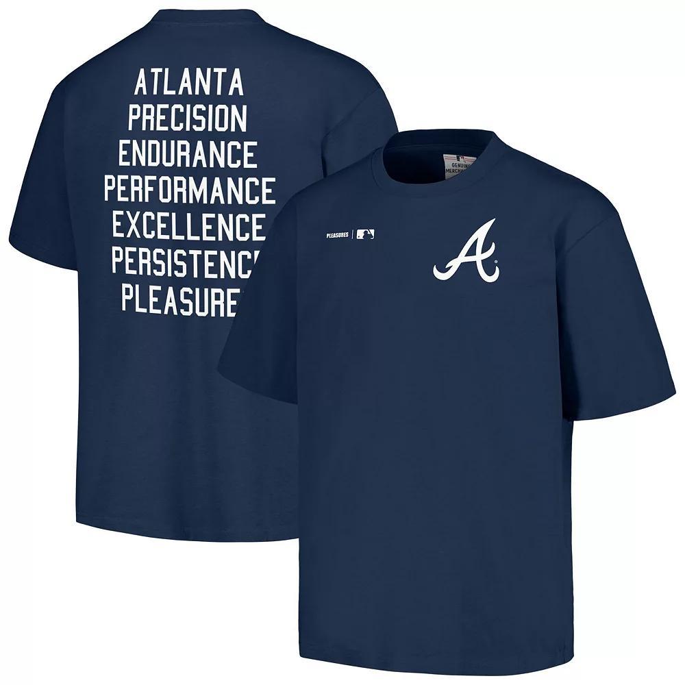 Men's PLEASURES  Navy Atlanta Braves Precision T-Shirt, Size: Small, Blue Product Image