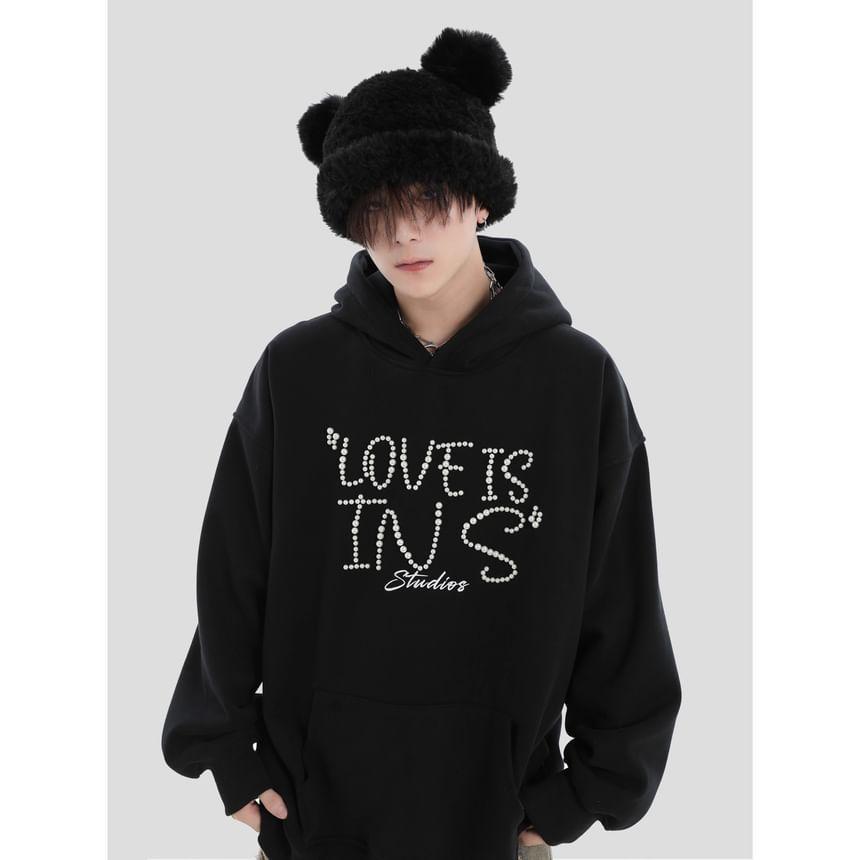 Couple Matching Lettering Loose Fit Hoodie Product Image