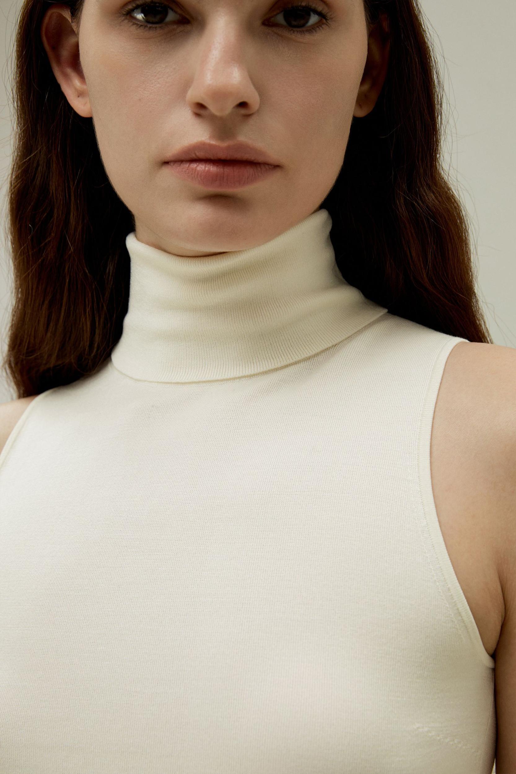 Minimalist Sleeveless Turtleneck Top Product Image