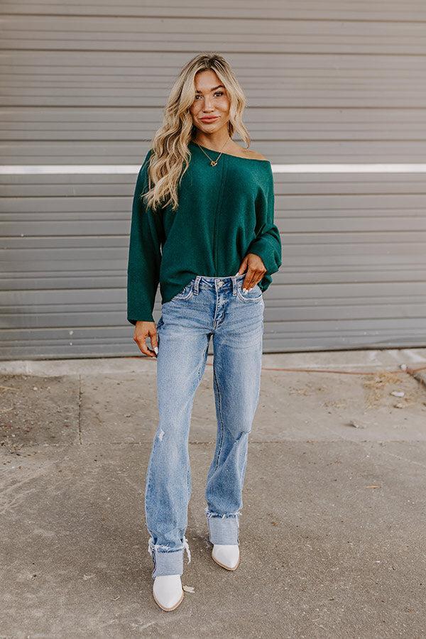 Cafe Social Knit Sweater Top in Hunter Green Product Image
