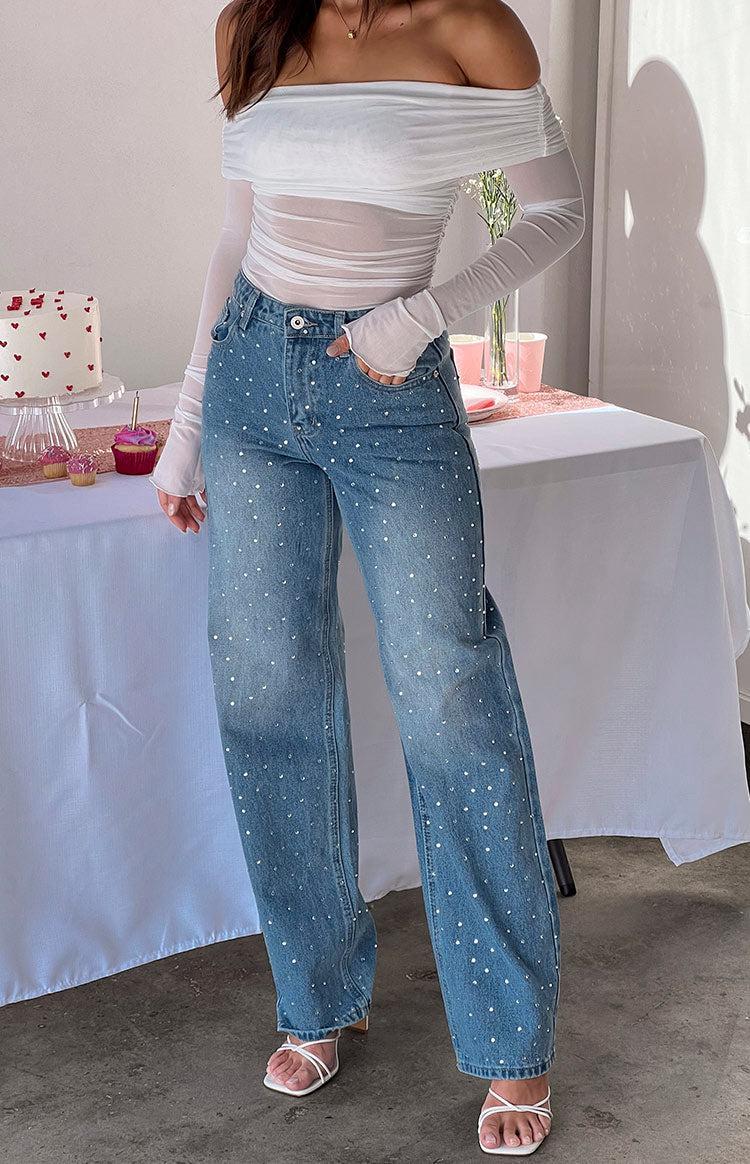 Sparks Mid Wash Denim Straight Leg Jeans Girls Product Image