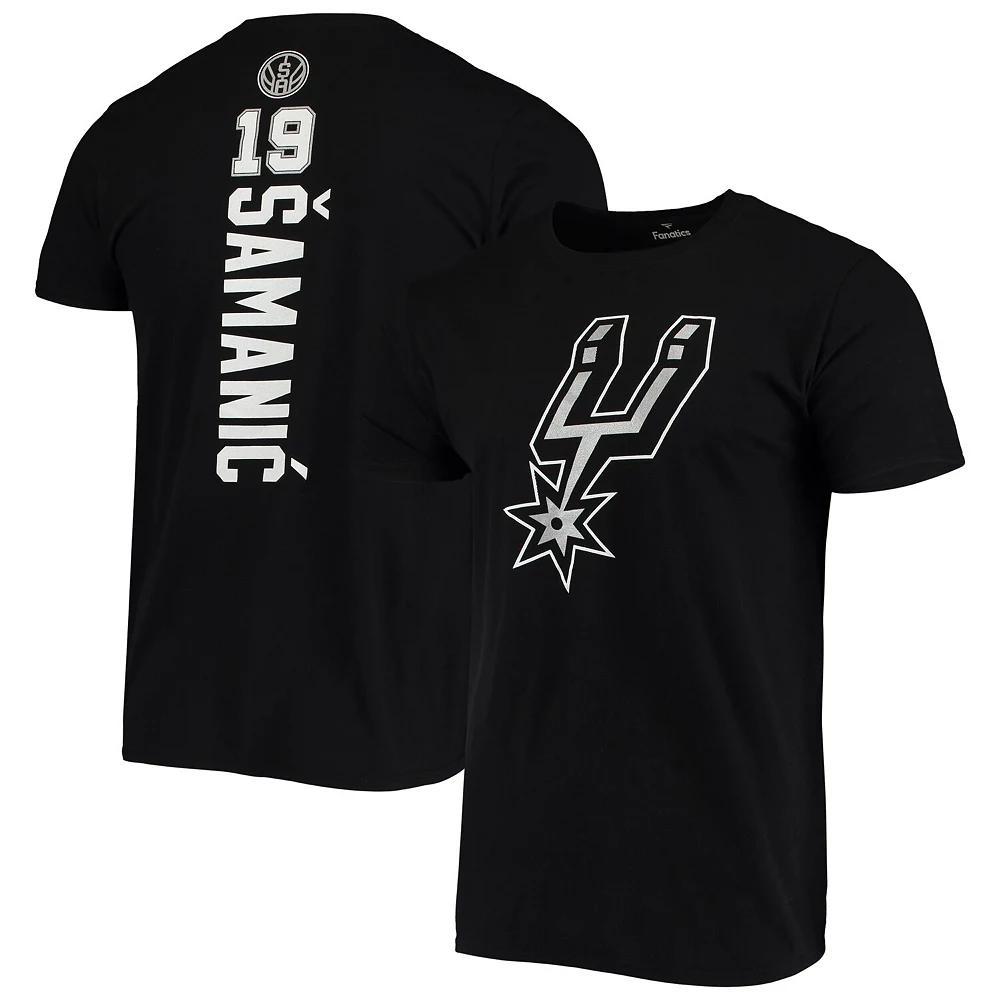 Men's Fanatics Branded Luka Samanic Black San Antonio Spurs Playmaker Name & Number Logo T-Shirt, Size: 2XL Product Image