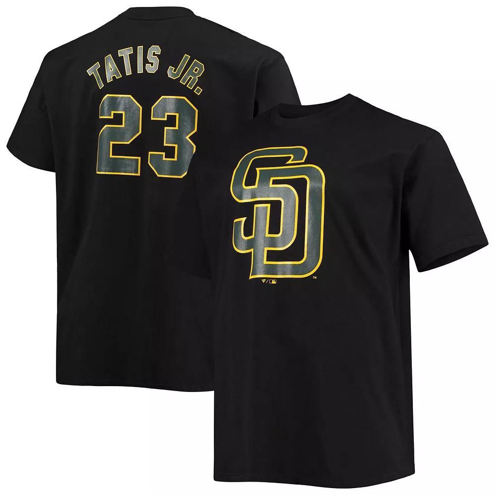 Men's Fanatics Branded Fernando Tatis Jr. Black San Diego Padres Big & Tall Wordmark Name & Number T-Shirt, Size: 4XB Product Image