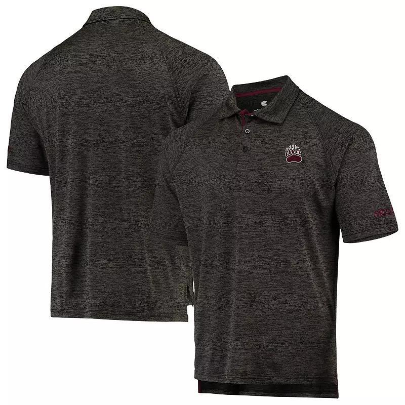 Men's Colosseum Heathered Black Montana Grizzlies Down Swing Raglan Polo, Size: Small, Mon Charco Product Image