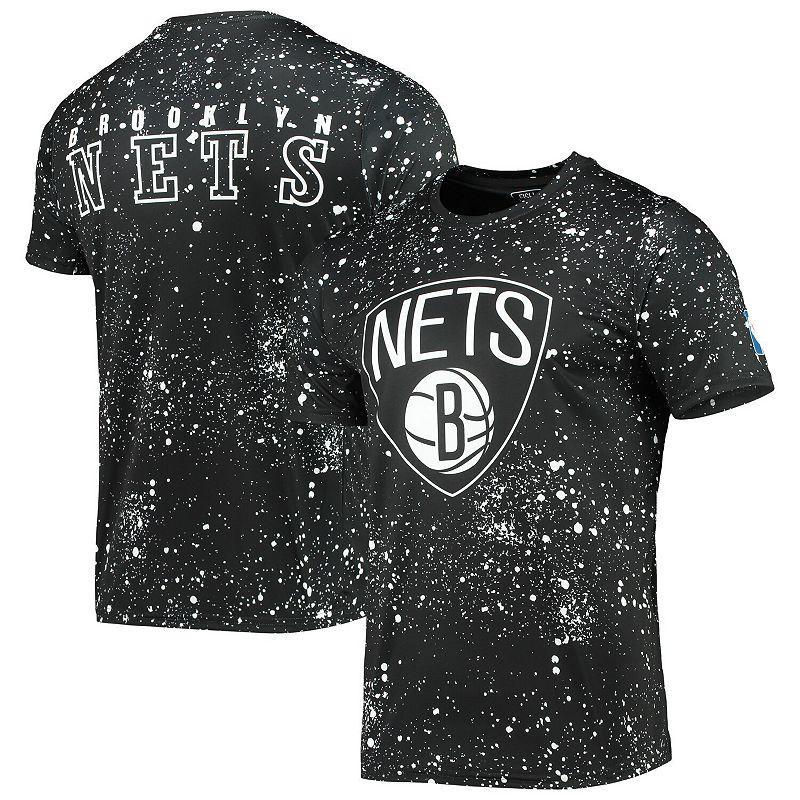 Men's FISLL Black Brooklyn Nets Splatter Print T-Shirt, Size: Large Product Image