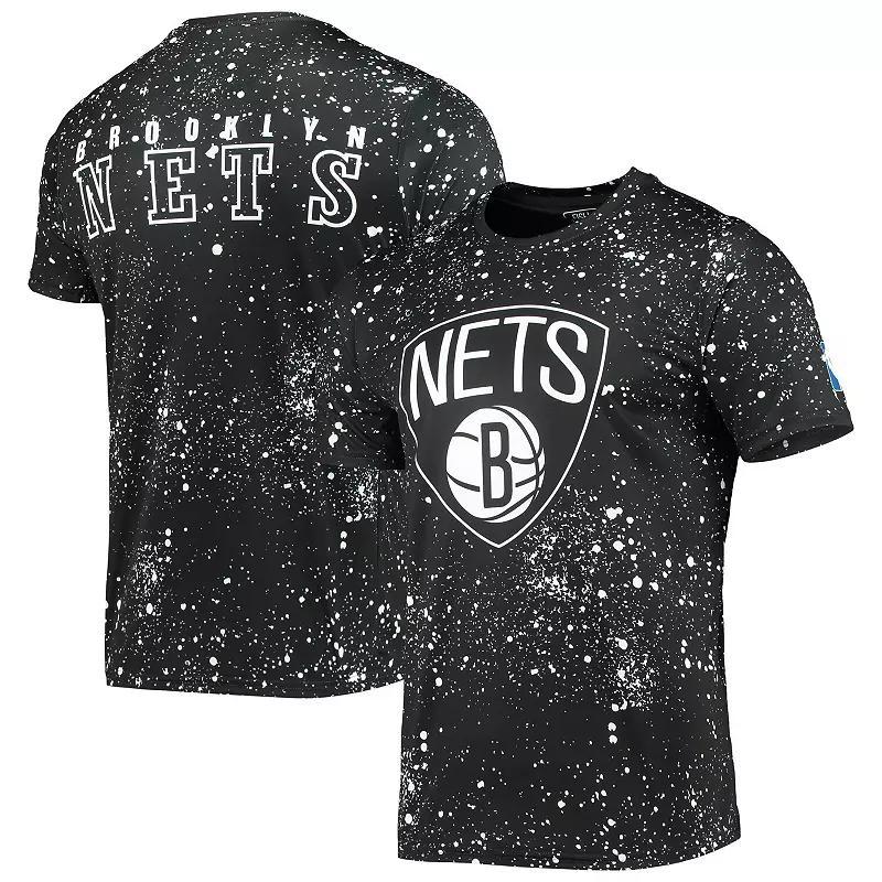 Men's FISLL Black Brooklyn Nets Splatter Print T-Shirt, Size: Large Product Image