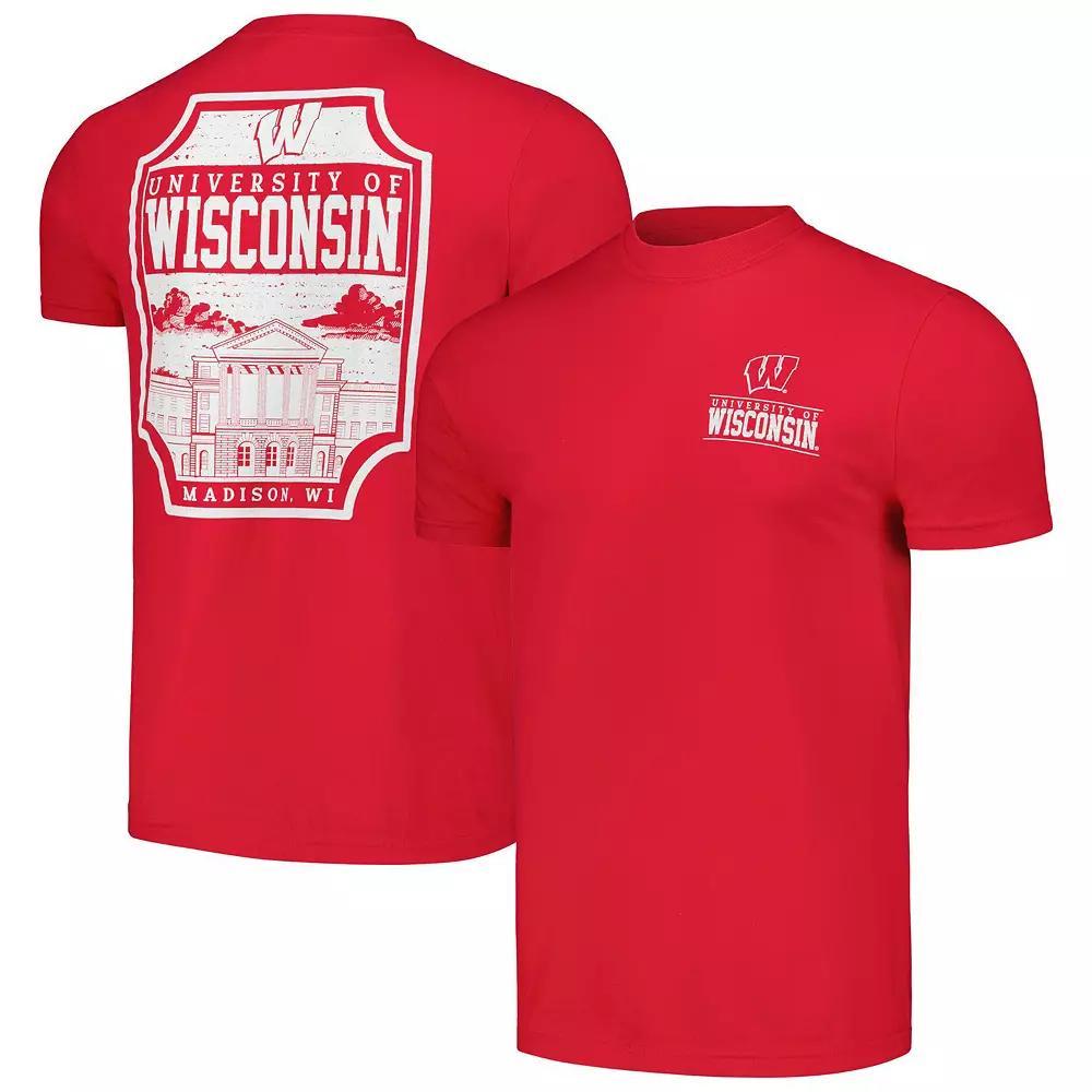 Men's Red Wisconsin Badgers Campus Badge Comfort Colors T-Shirt, Size: 2XL Product Image