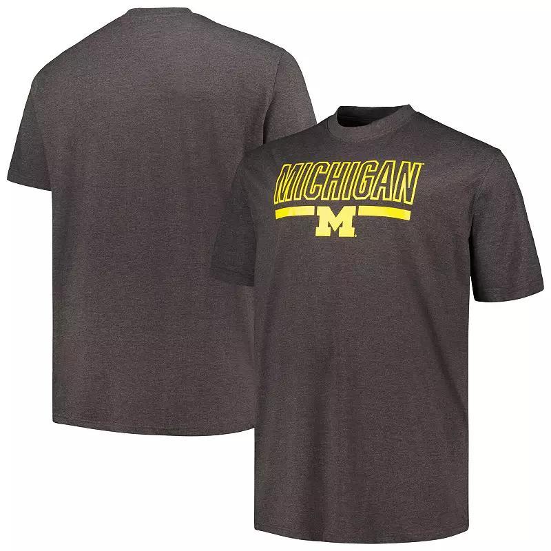 Mens Profile Heather Charcoal Michigan Wolverines Big & Tall Team T-Shirt Product Image