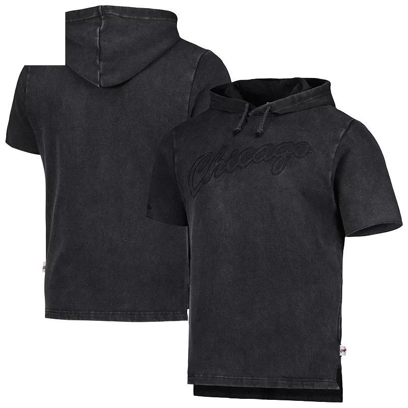 Men's Mitchell & Ness Black Chicago Bulls Tonal Short Sleeve Pullover Hoodie, Size: Medium Product Image