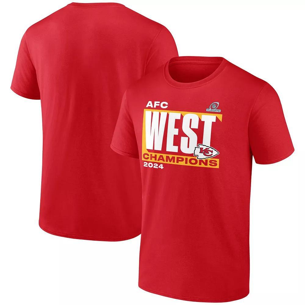 Men's Fanatics Red Kansas City Chiefs 2024 AFC West Division Champions Big & Tall Conquer T-Shirt, Size: XLT Product Image