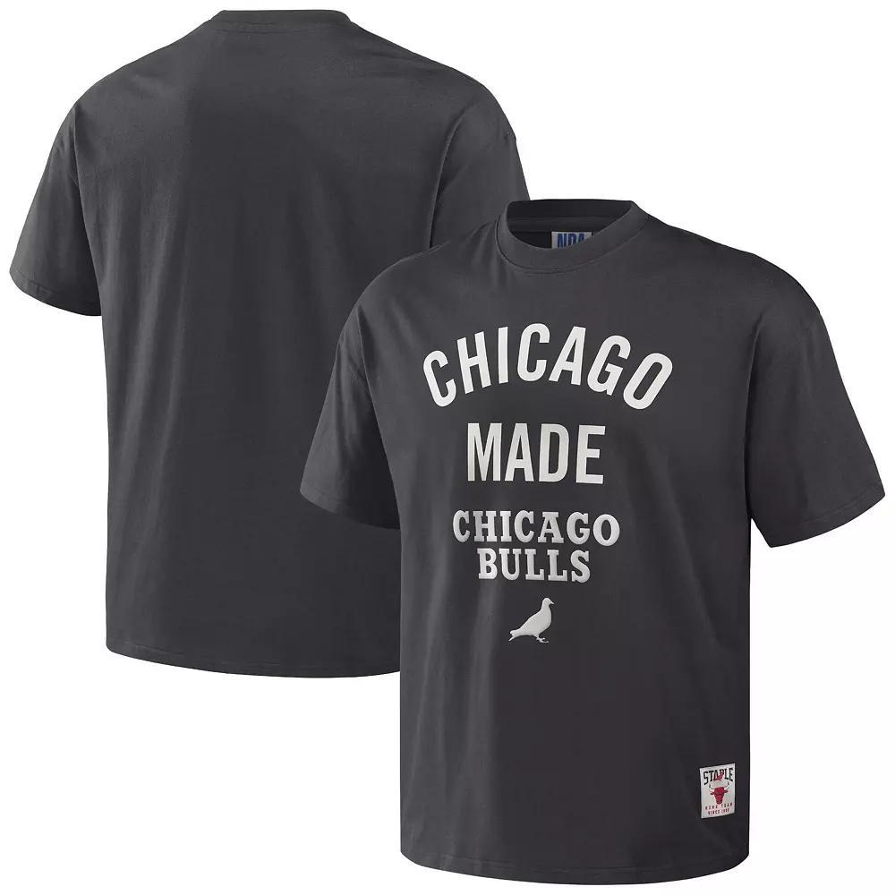 Men's NBA x Staple Anthracite Chicago Bulls Heavyweight Oversized T-Shirt, Size: Medium, Grey Product Image