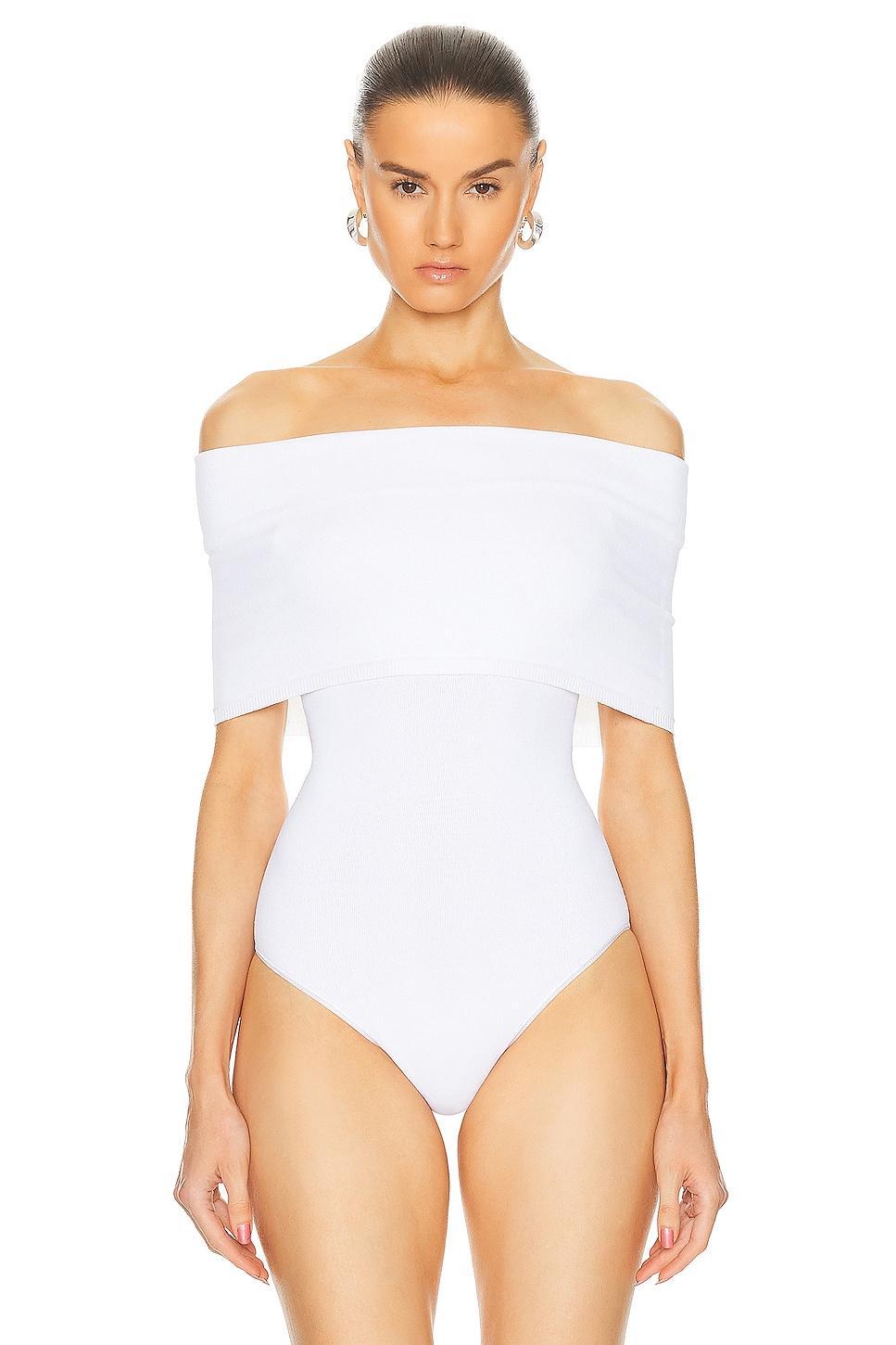 ALAA O-shoulder Bodysuit in White Product Image