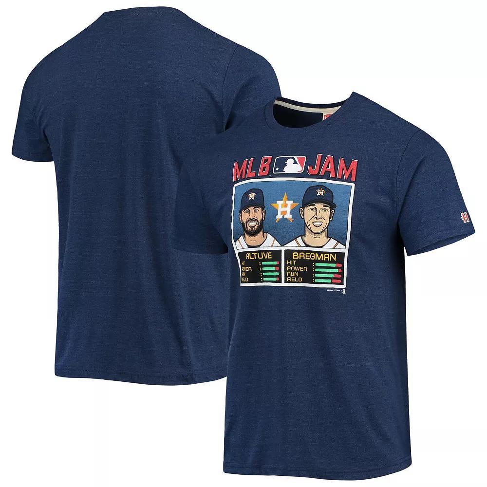 Mens Homage Jose Altuve & Alex Bregman Heathered Houston Astros MLB Jam Player Tri-Blend T-Shirt Blue Product Image
