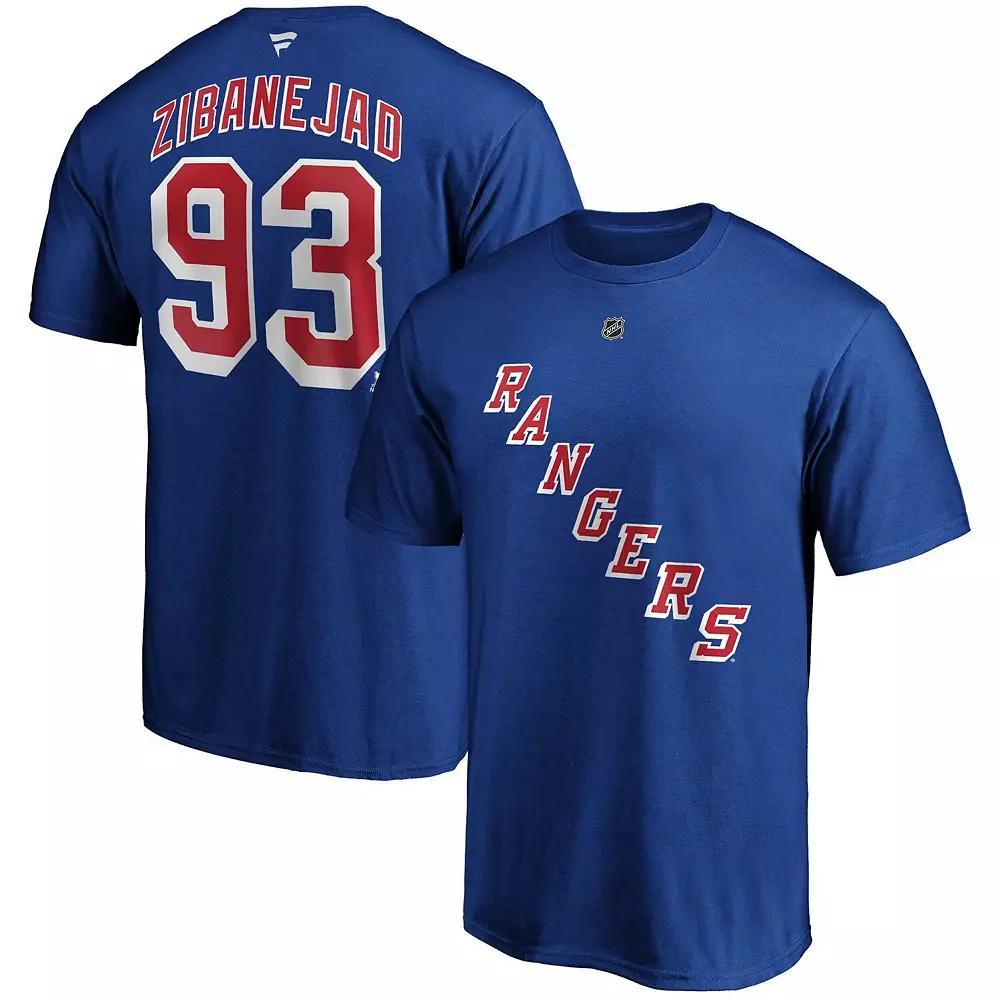 Men's Fanatics Branded Mika Zibanejad Blue New York Rangers Big & Tall Name & Number T-Shirt, Size: 3XB, Ran Blue Product Image