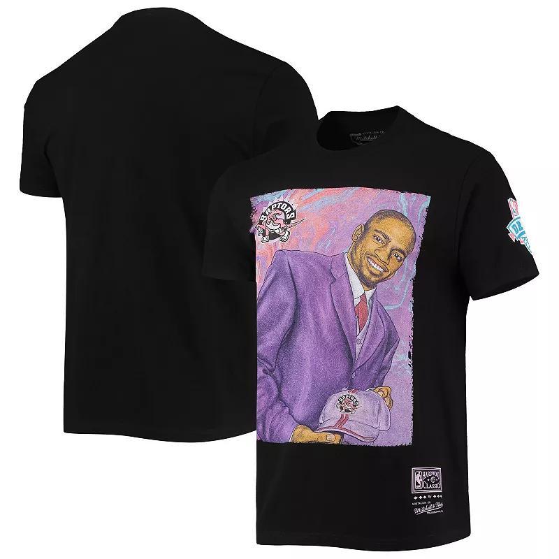 Men's Mitchell & Ness Vince Carter Black Toronto Raptors Hardwood Classics Draft Day Colorwash T-Shirt, Size: XL, Rpt Black Product Image