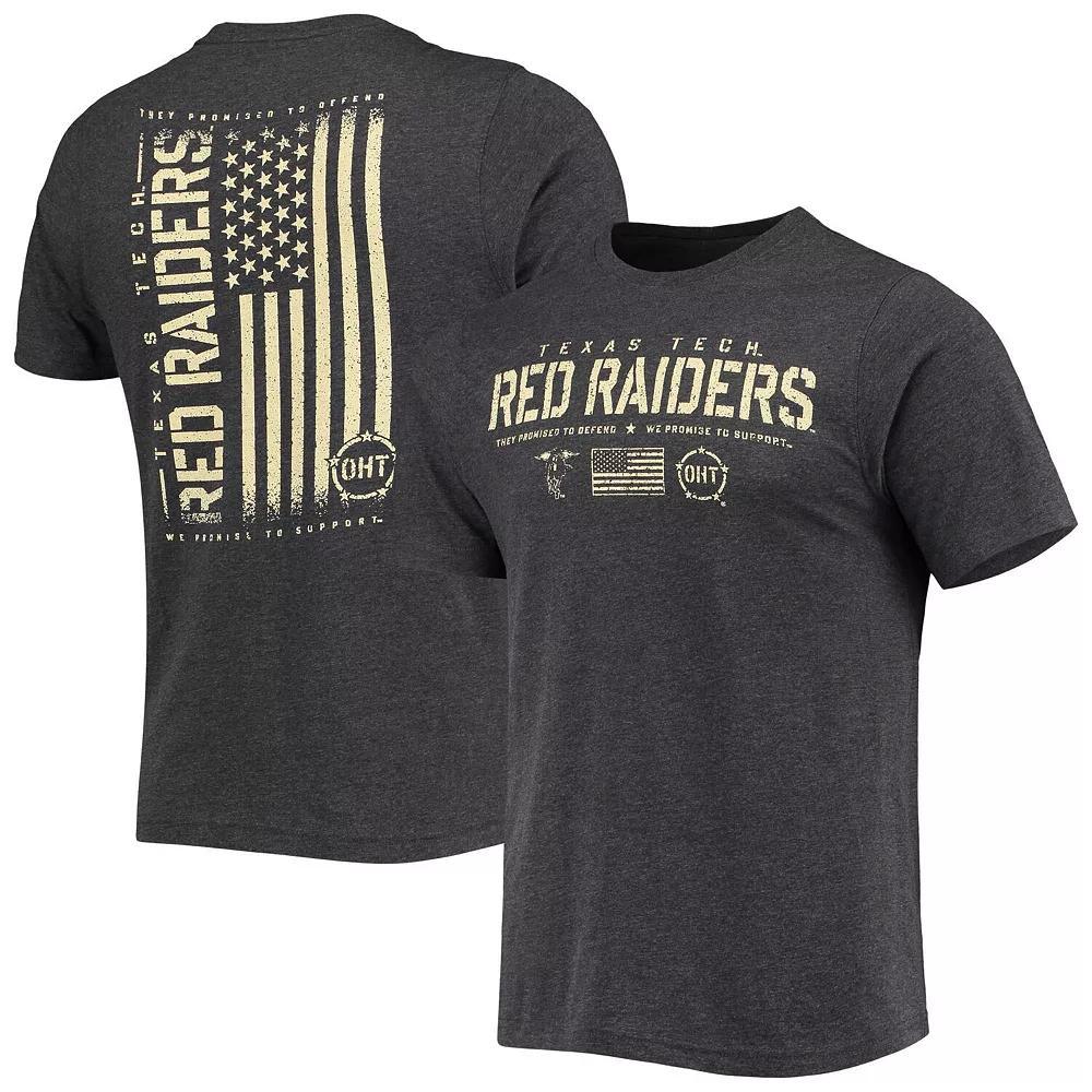 Men's Colosseum Heathered Black Texas Tech Red Raiders OHT Military Appreciation Flag 2.0 T-Shirt, Size: Medium, Charco Product Image