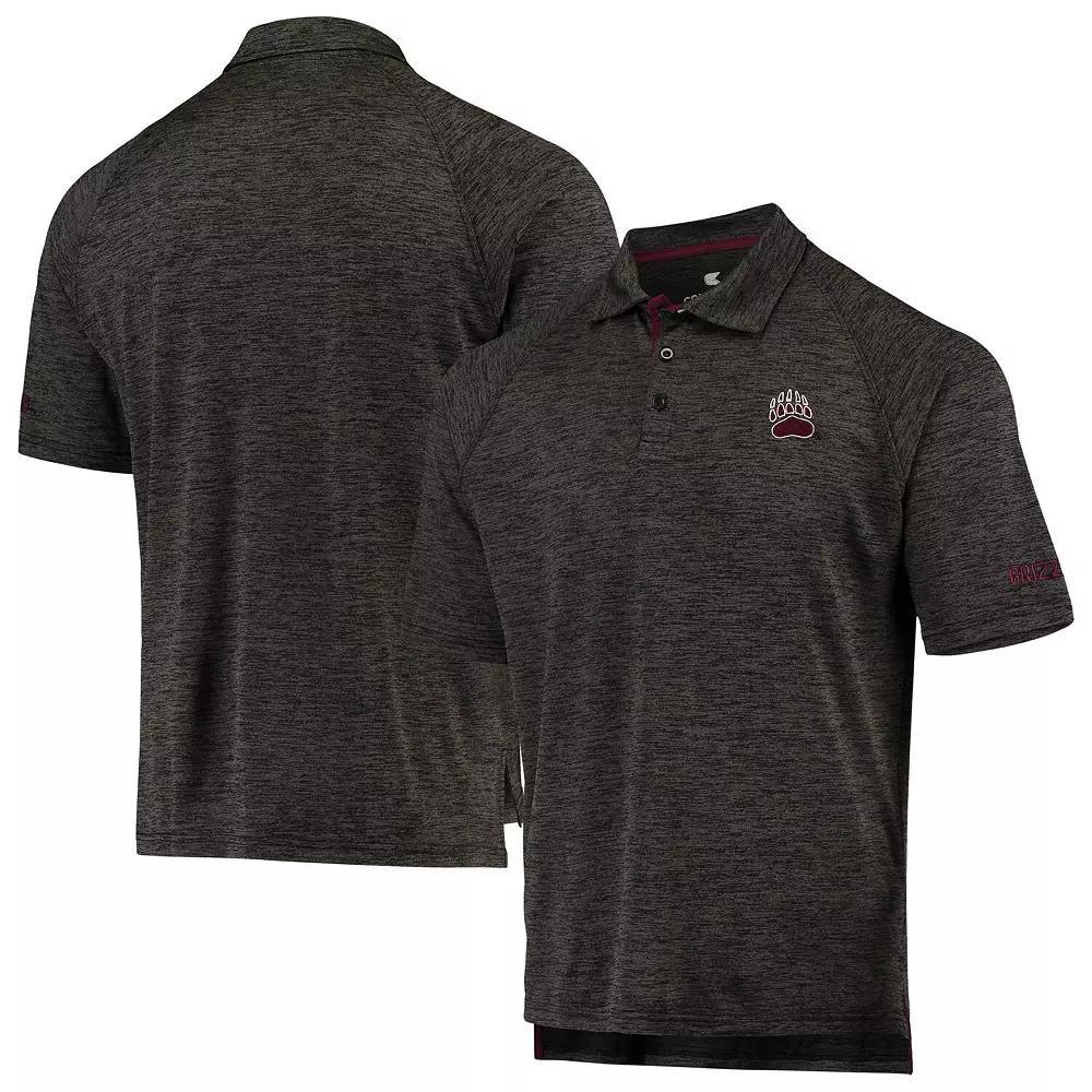 Men's Colosseum Heathered Black Montana Grizzlies Down Swing Raglan Polo, Size: Small, Mon Charco Product Image